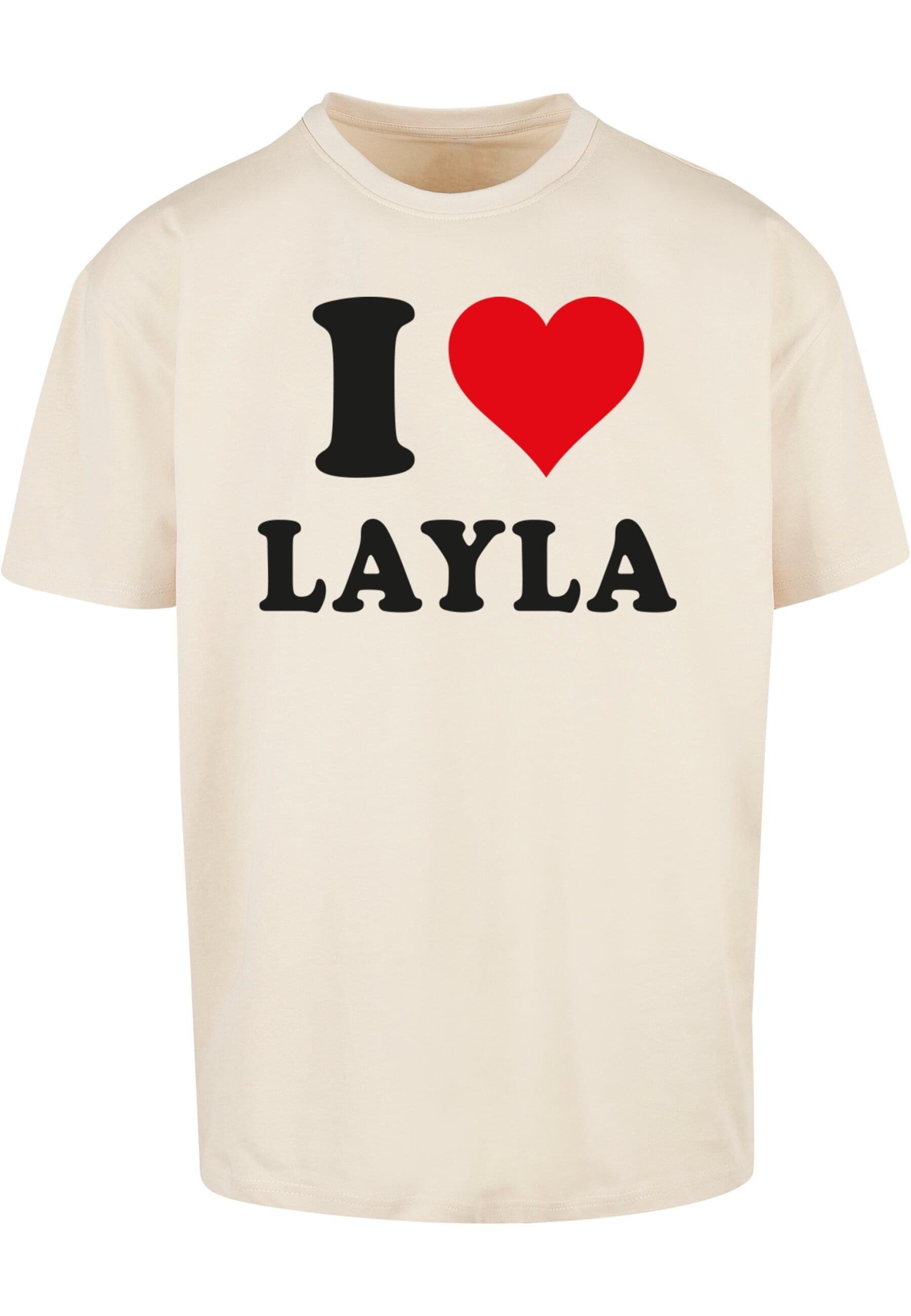 Layla (1-tlg) Oversize Herren I sand T-Shirt Tee Love Merchcode