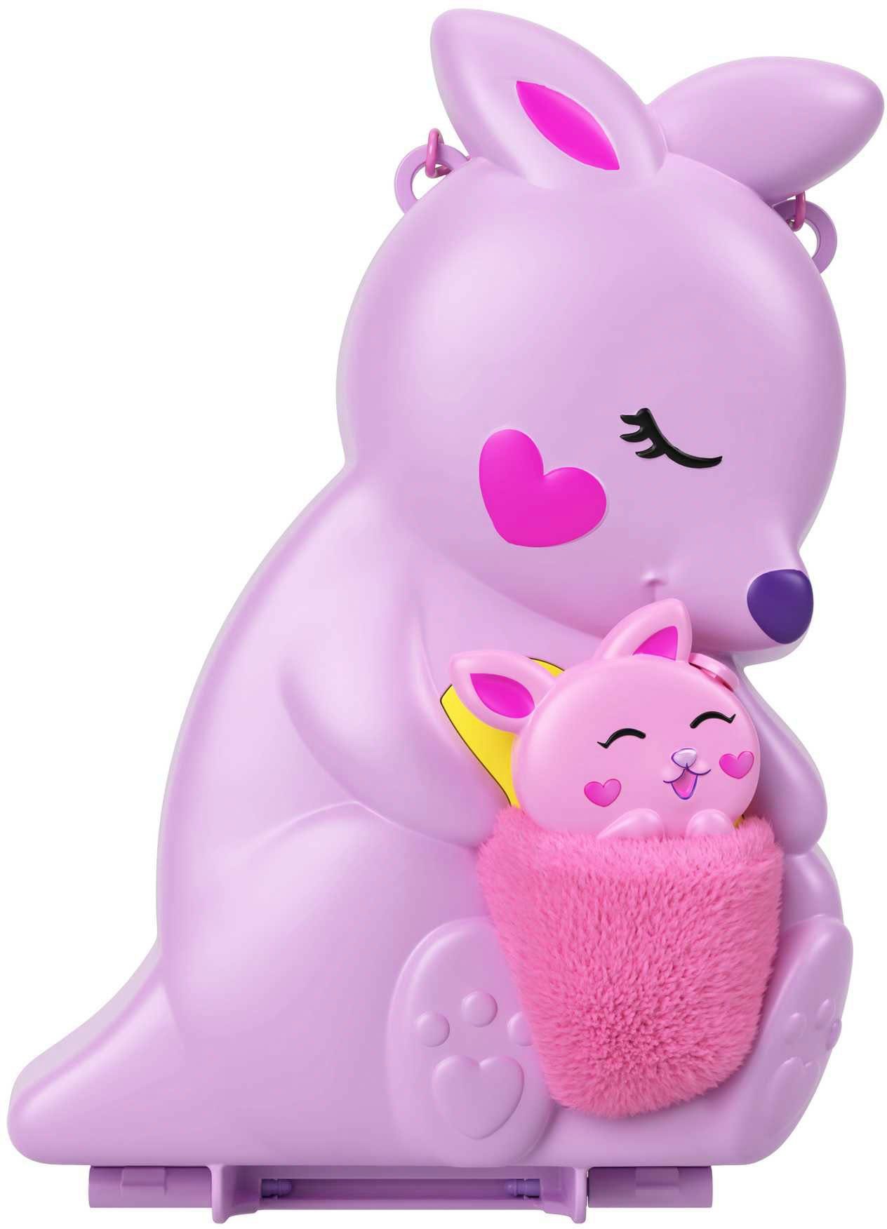 Polly Pocket Spielwelt Mama und Joey Känguru Tasche, mit 2 Puppen