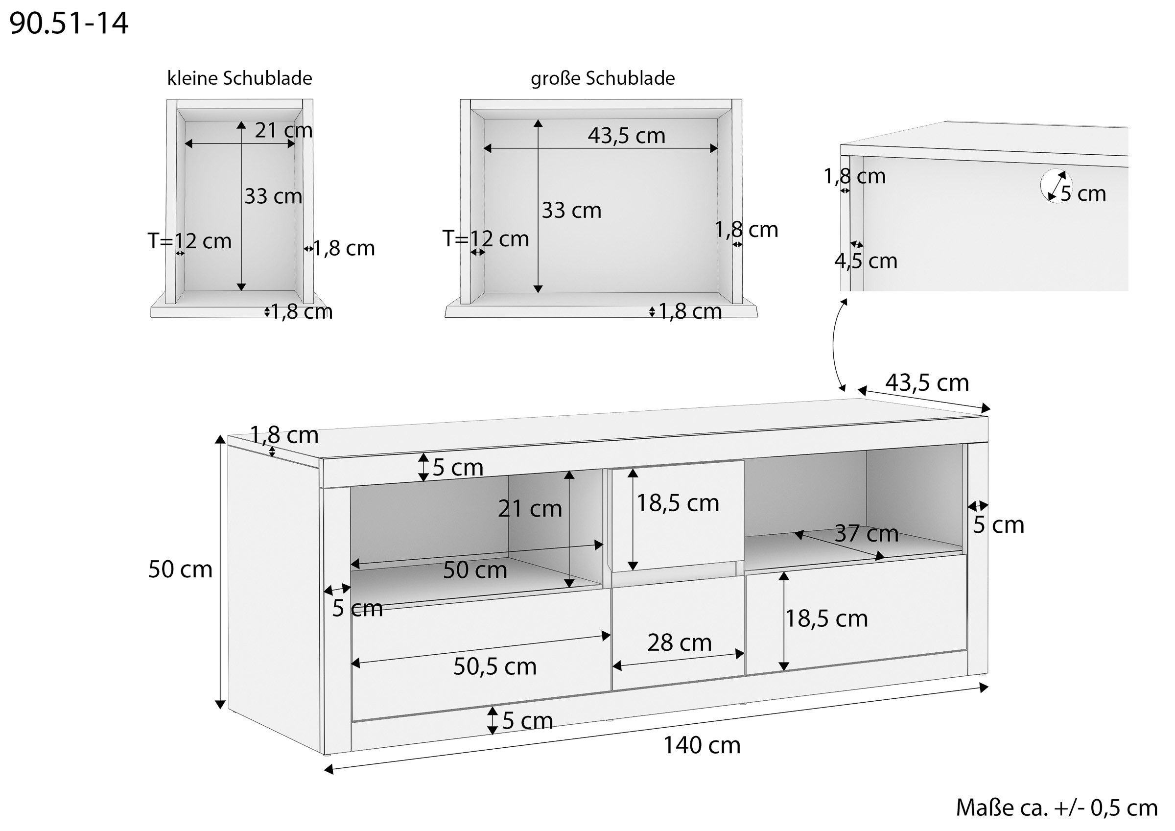 ERST-HOLZ Lowboard Fernsehboard TV-Konsole Holz-Lowboard Buche, 90.51-14 TV-Schrank Medienmöbel Holz-LowboardBuche natur