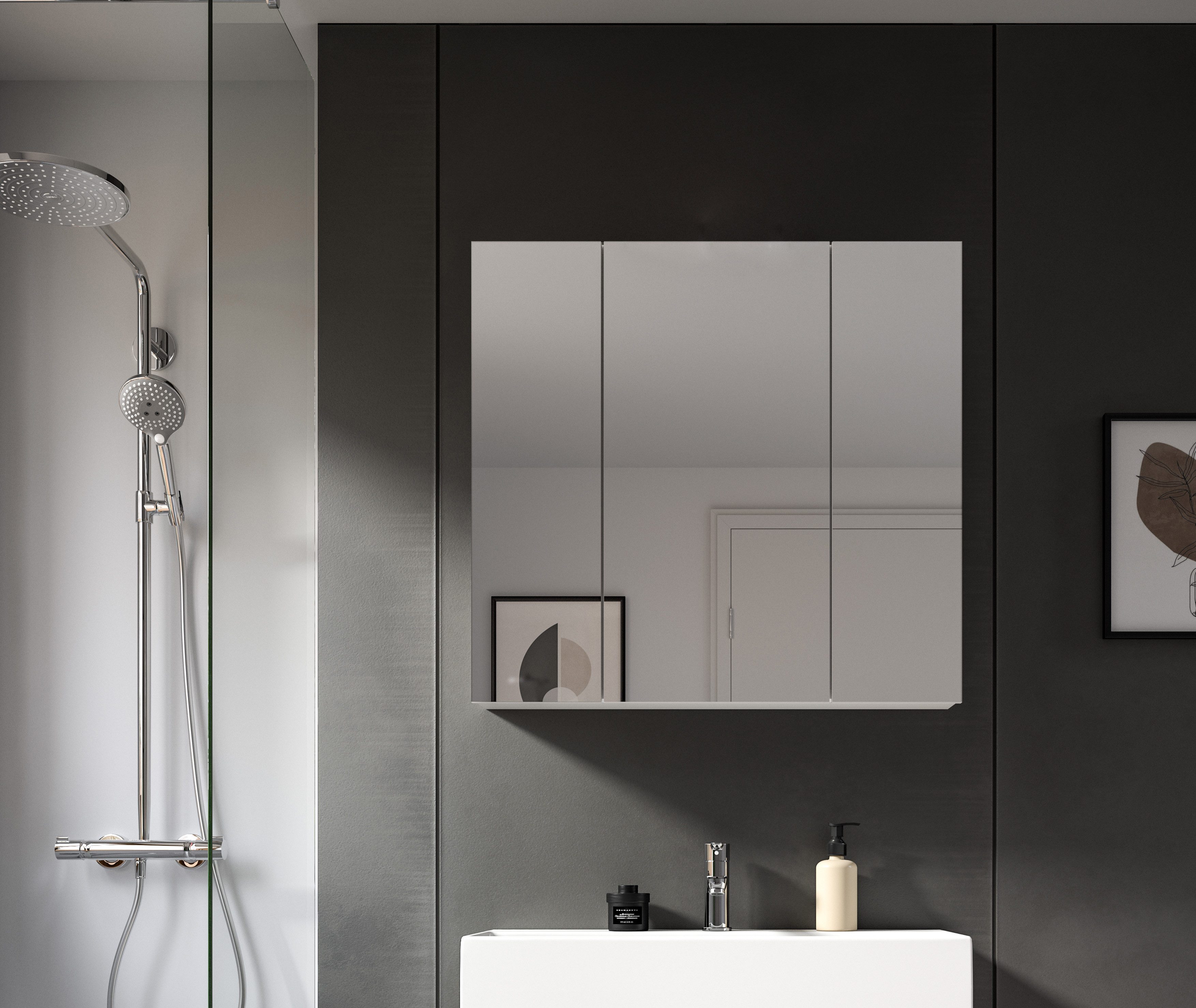 welltime Spiegelschrank BIEL, TOPSELLER!, Breite 82 cm, 3 Türen, 6 Einlegeb günstig online kaufen