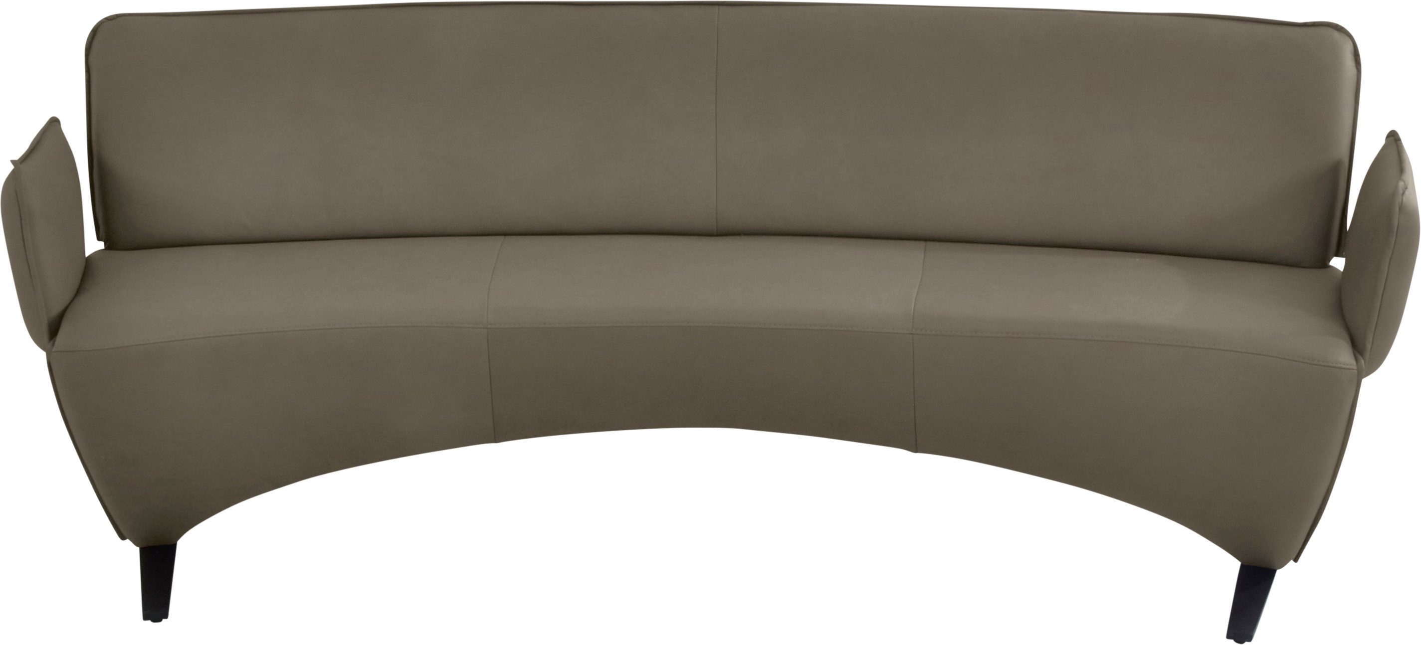 K+W Komfort & Wohnen Polsterbank, Leicht abgerundete Segmentbank im hochwertigen Leder, mit Armlehnen