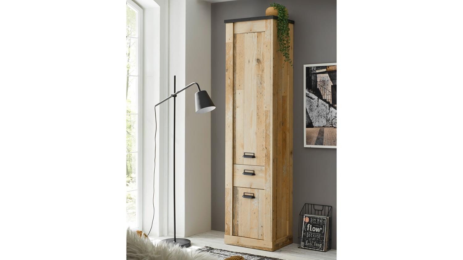 Möbel Akut Hochschrank Hochschrank Sherwood 43 Old Style hell anthrazit mit soft-close 51 cm