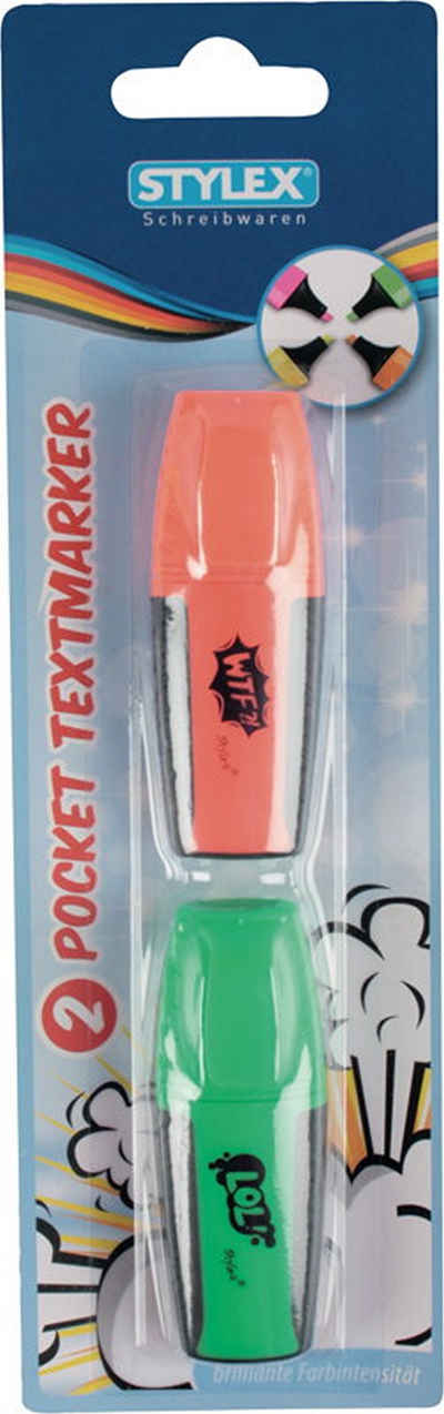 Stylex Schreibwaren Marker 2 Mini Textmarker / Farbe: je 1x orange + grün