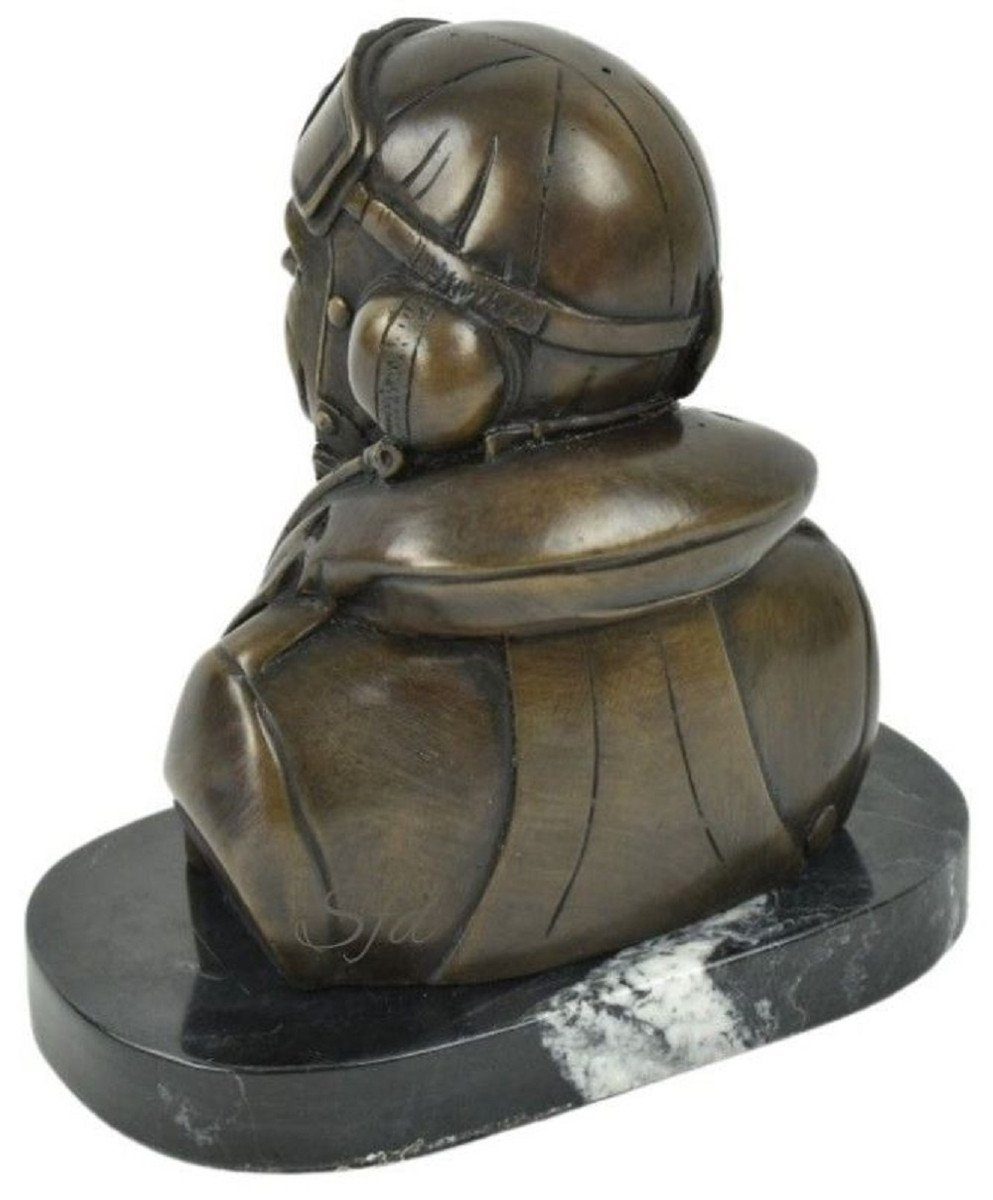 Marmorsockel 11 19 H. x Deko - Pilot Bronze / 19 Bronze Pilot Pilot Casa Bronze x Bronze Skulptur Figur Padrino - mit Deko - Accessoires cm Dekofigur Luxus Schreibtisch Pilot Büste - Schwarz Dekofigur