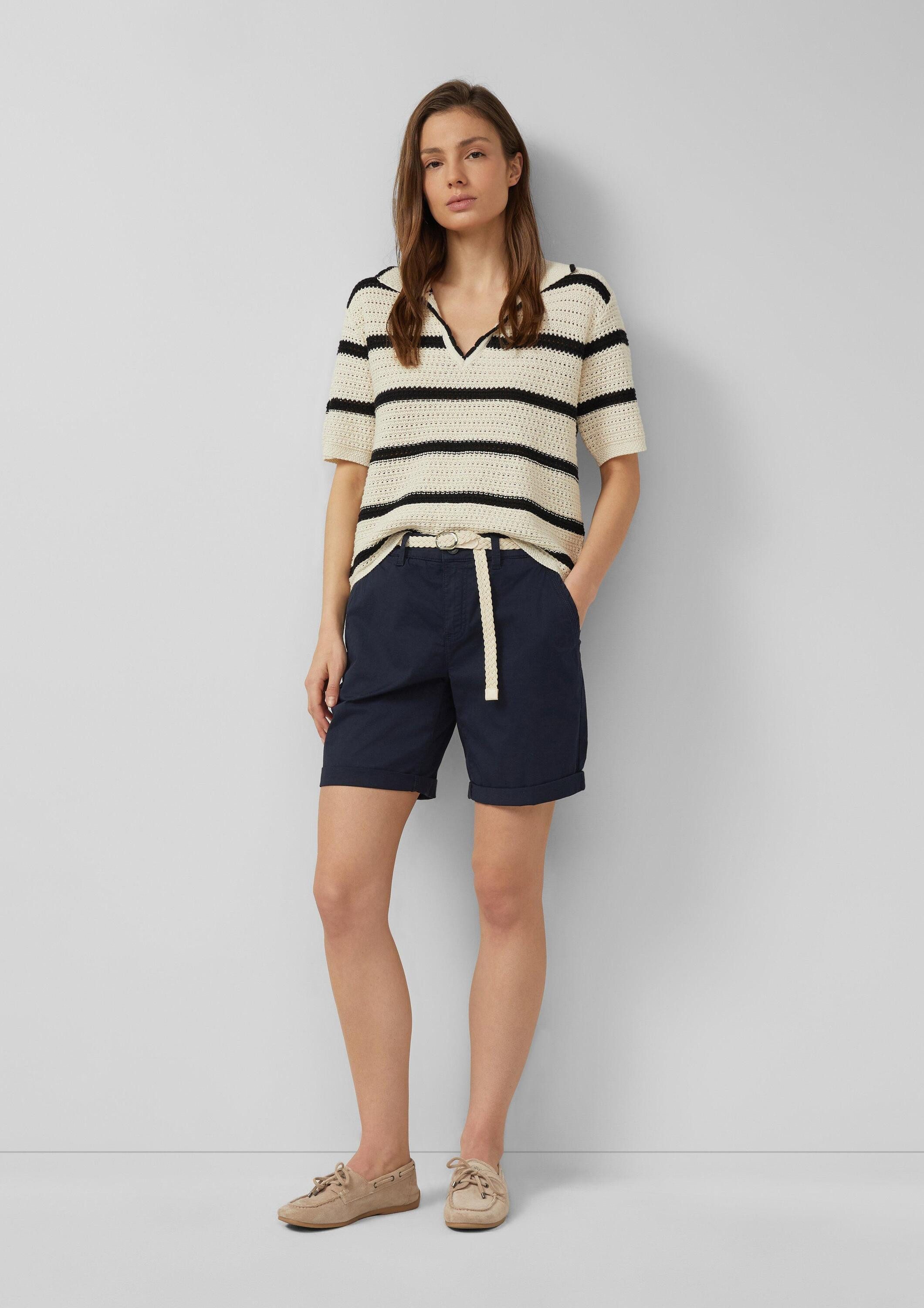 s.Oliver Shorts Hose Shorts mit geflochtenem Gürtel und Garment Dye