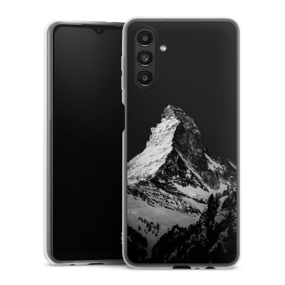 DeinDesign Handyhülle Berg Schnee Alpspitze Snow Capped Mountains Grayscale, Samsung Galaxy A04s Silikon Hülle Bumper Case Handy Schutzhülle