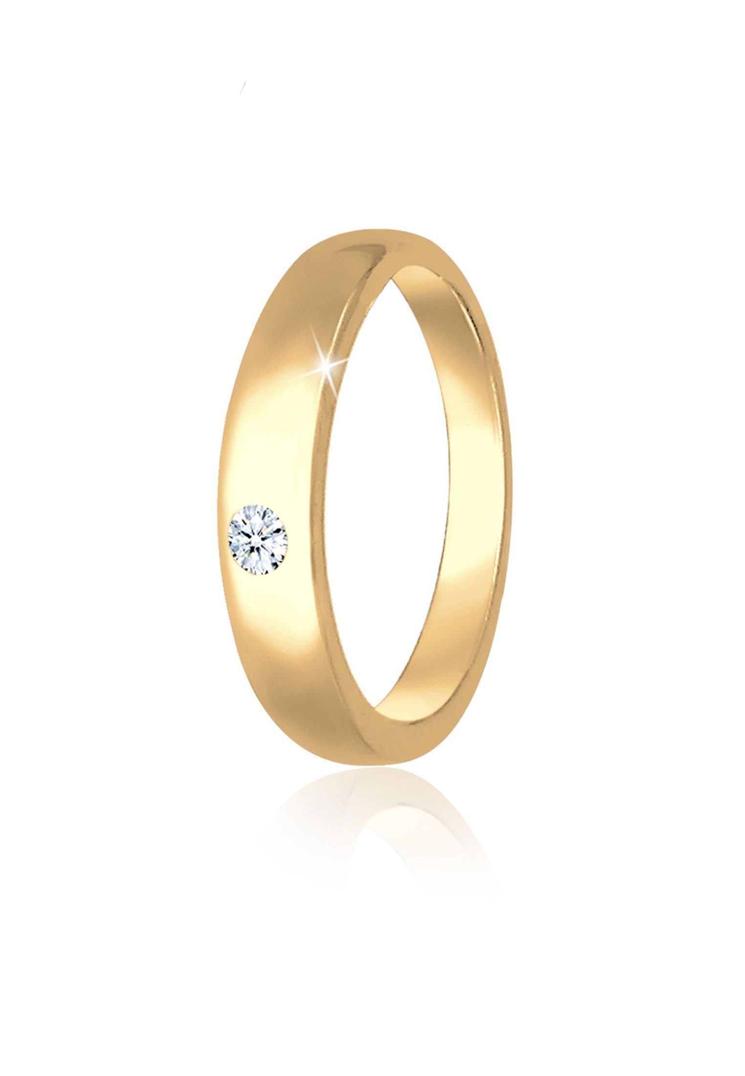 Elli DIAMONDS Bead Anhänger Taufring Diamant Weiß Brillantschliff (0.005 ct) 585 Gelbgold, Taufring