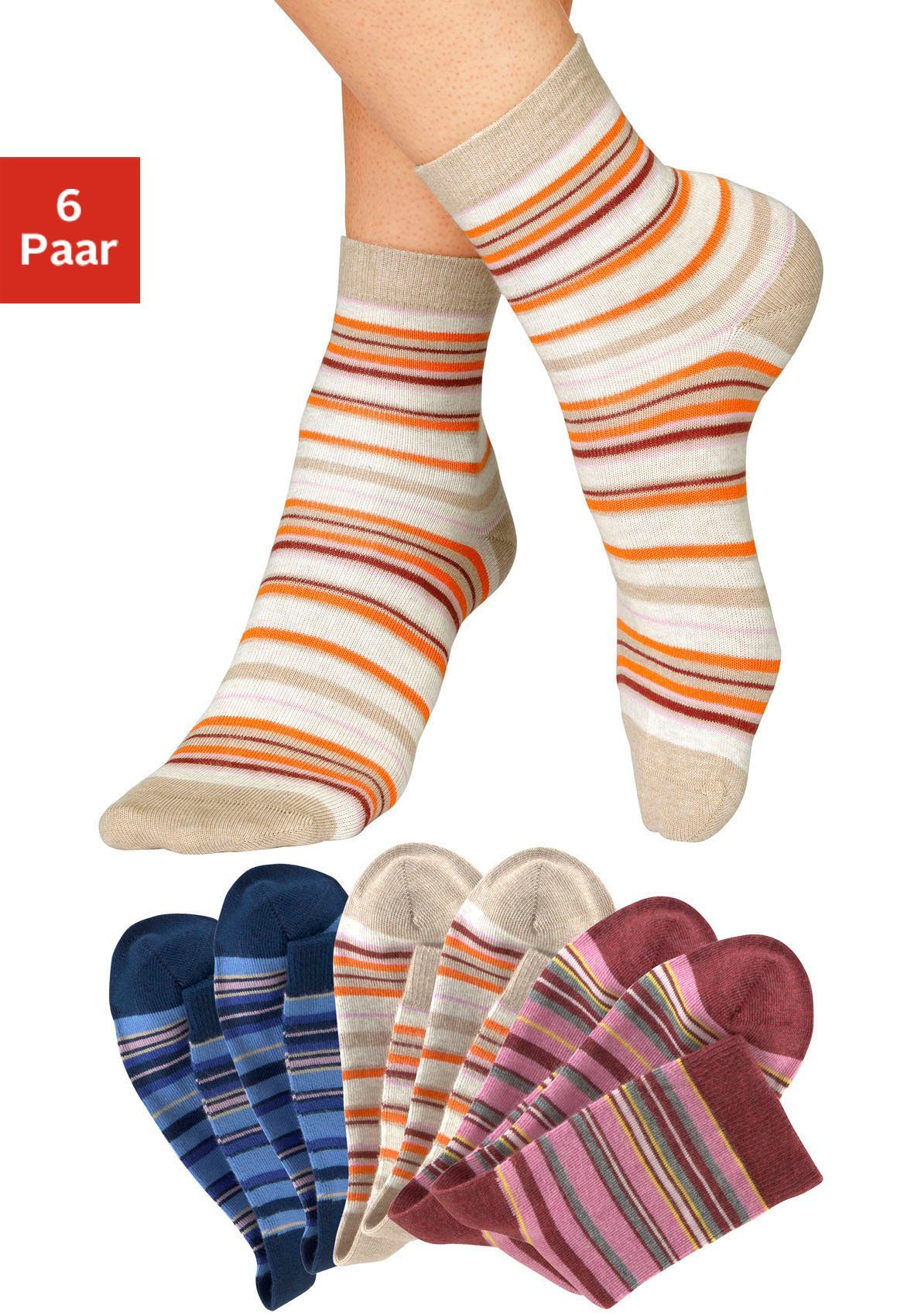 H.I.S Socken (Packung, 6-Paar) mit Ringeln günstig online kaufen
