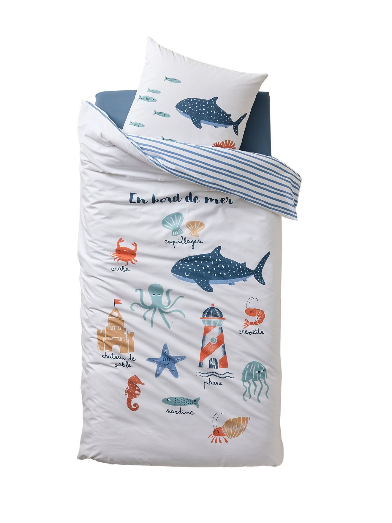 vertbaudet Bettbezug 1022728001, mit maritimen Motiven, Recycling-Baumwolle