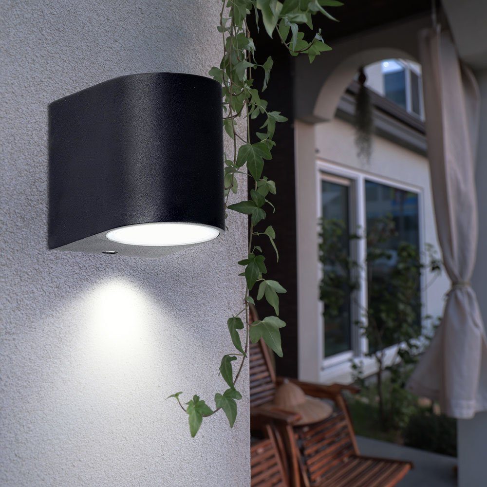 Außen-Wandleuchte, Lampen nicht schwarz Strahler Leuchtmittel Außenbereich Down Wand Set Alu inklusive, 3er etc-shop