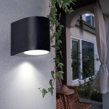 etc-shop LED Wandstrahler, Leuchtmittel inklusive, Kaltweiß, Warmweiß, Neutralweiß, Tageslichtweiß, Farbwechsel, Smart Down Wand Strahler Außen Lampe Handy App Sprach