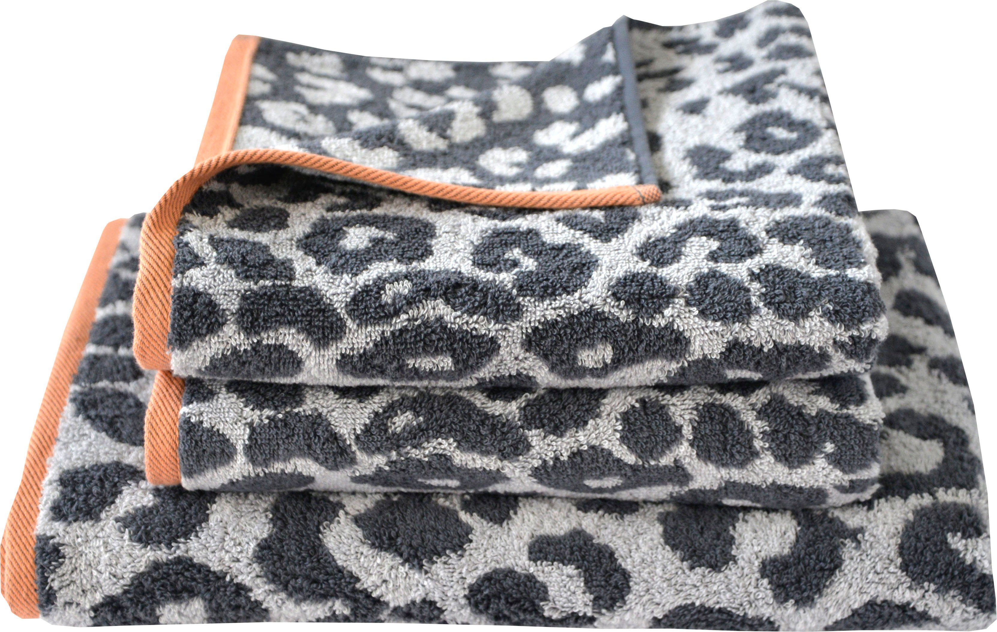 Dyckhoff Handtuch Set Leo, Walkfrottier (Set, 3-St), mit Leoparden-Muster;2 Handtücher (50x100cm), 1 Duschtuch (70x140cm)