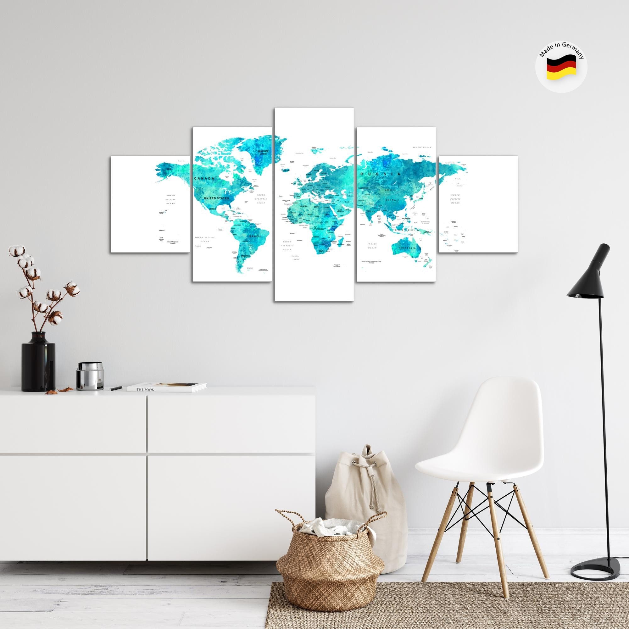 Runa Art Wandbild Bilder Abstrakt Wanddekoration Design Türkis Blau 056251a, 200L x 100B cm – Bild 3 von 5