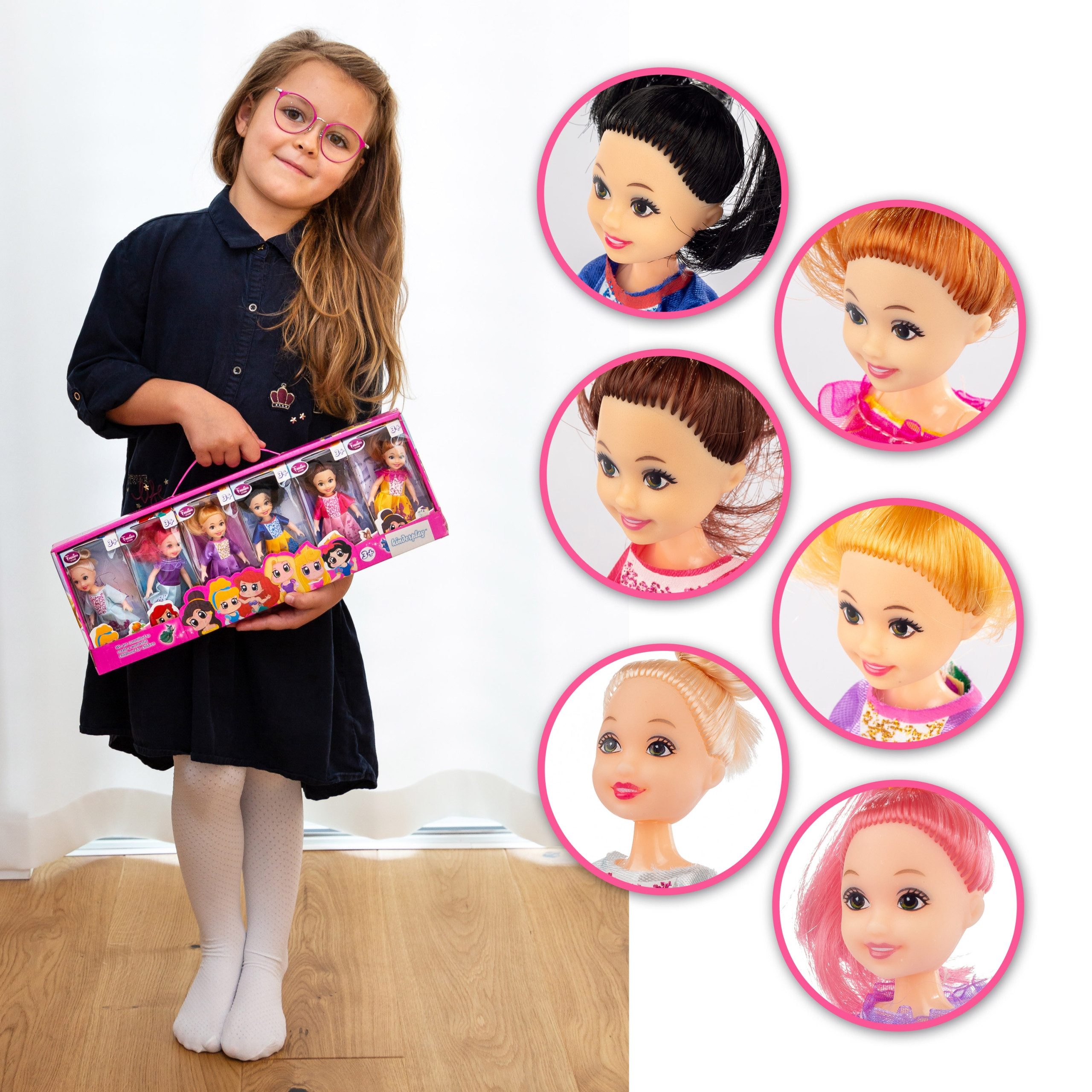 Kinderplay Dolls & Strollers Puppenhaus Puppenhaus Prinzessinnen Set – bewegliche Figuren – für Kinder – 6-tei, (Set) – Bild 3 von 5