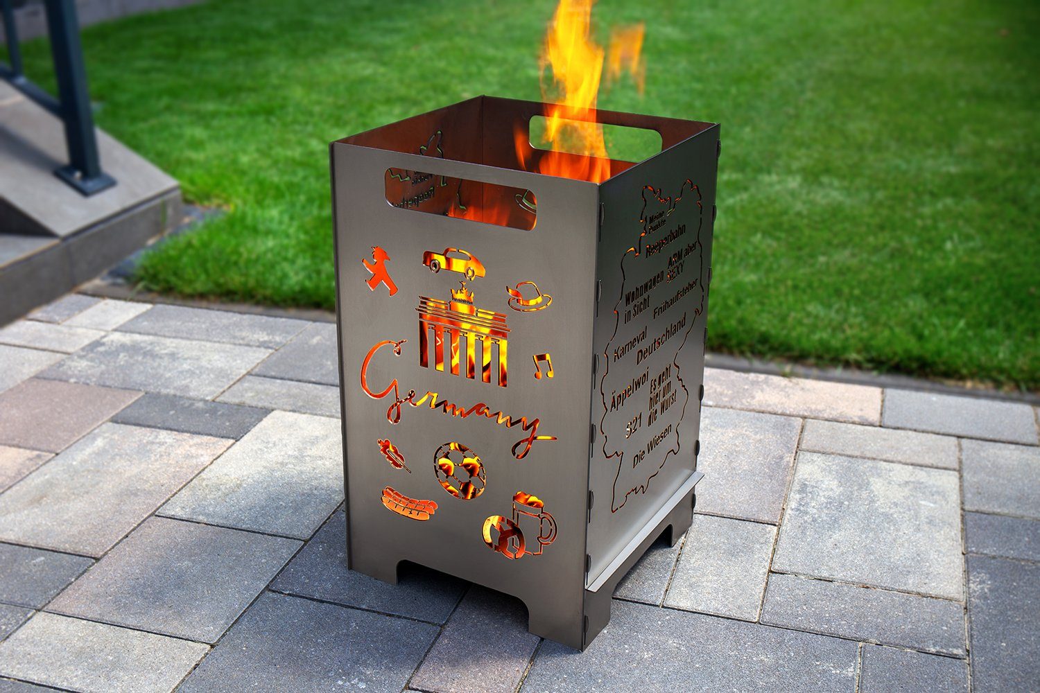 tuning-art Feuerkorb FK02-G45 Feuertonne Feuerschale Rostpatina Massiv Stabiler Stand