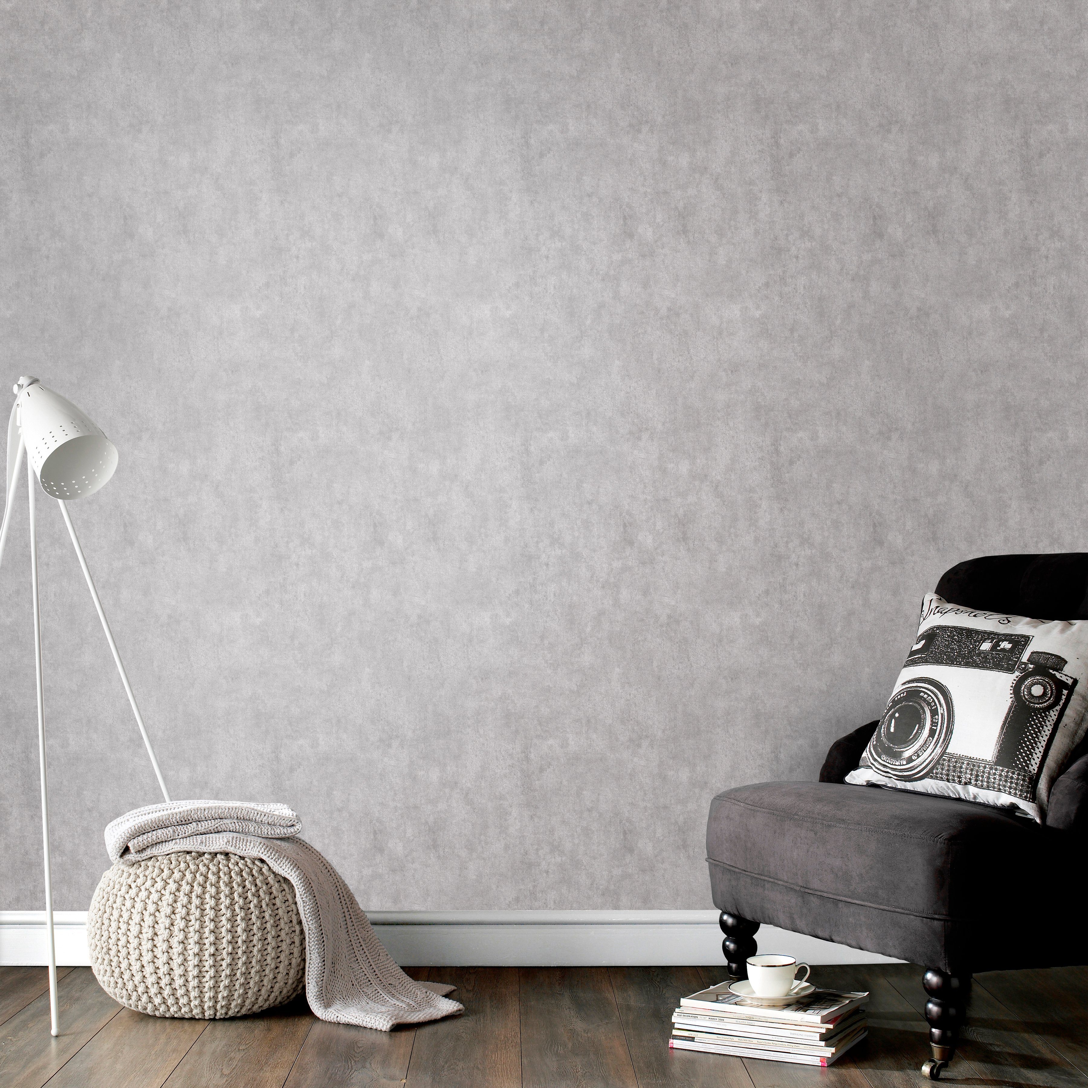 Superfresco Easy Vliestapete Beton Uni, glatt, Steinoptik, (1 St), Grau - 10m x 52 cm