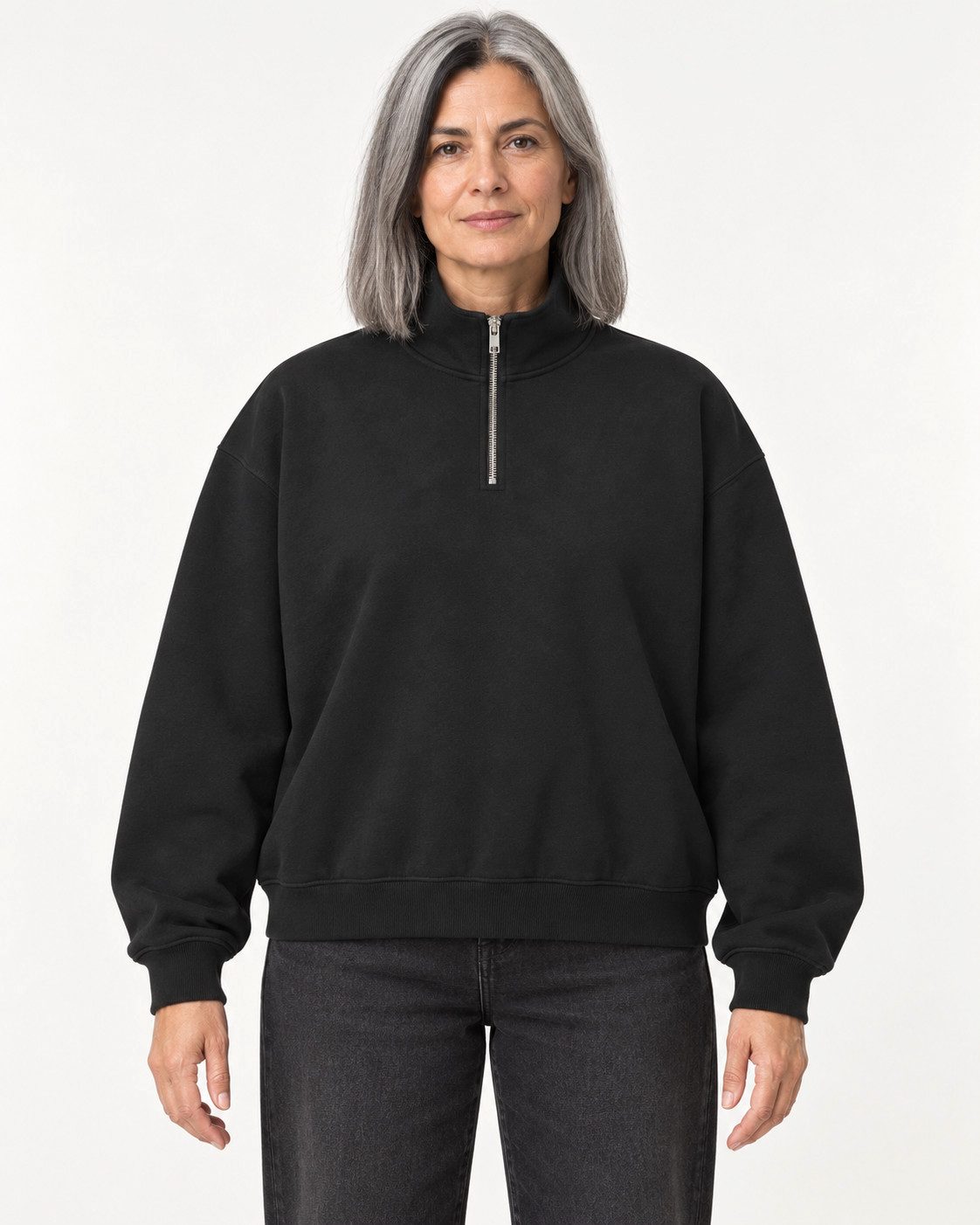 Sitztgut Sweatshirt Oversize-Sweatshirt mit Stehkragen und kurzem Reißverschluss (1-tlg)