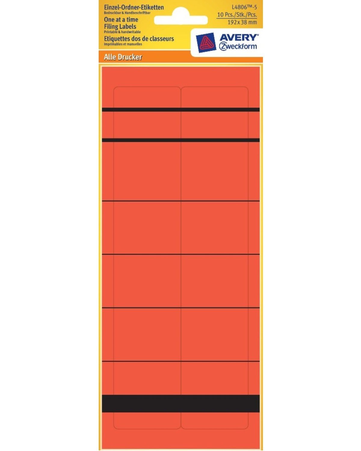 Avery Zweckform Ярлики 10x Папки з файлами-Etiketten A4 Schmal Kurz Rot, A4 Папки з файламиrücken Rückenschilder Папки з файлами-Aufkleber