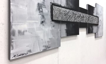 WandbilderXXL XXL-Wandbild Silver Struggle 210 x 70 cm, Abstraktes Gemälde, handgemaltes Unikat