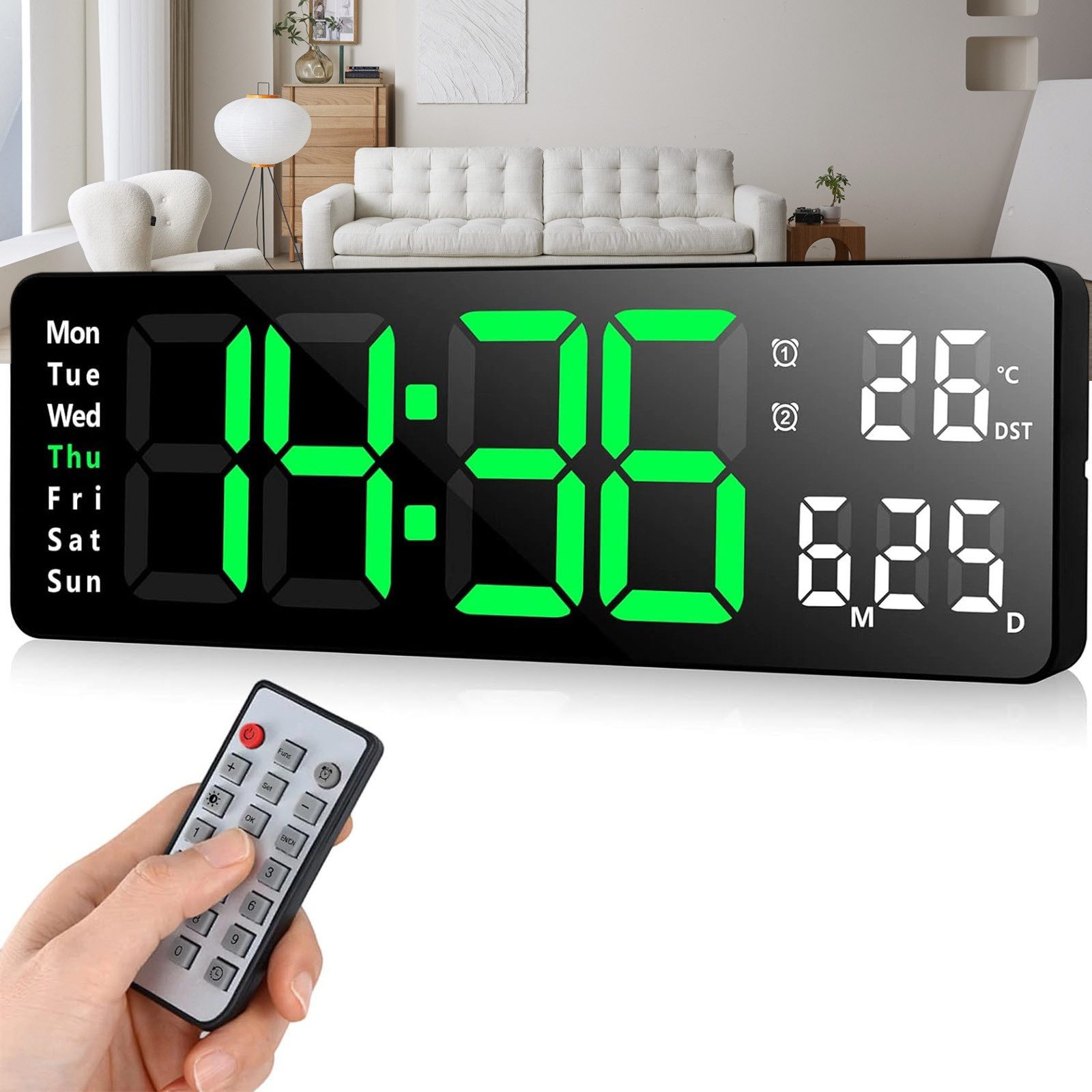 REDOM Wanduhr Elektronische Uhr mit Temperaturanzeige günstig online kaufen