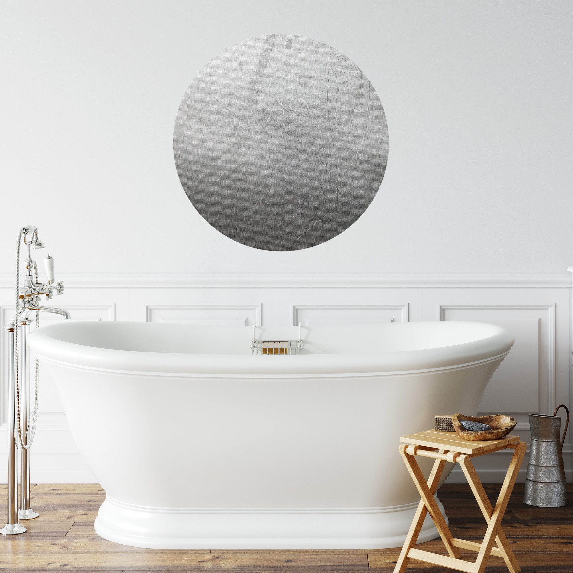 DEQORI Fototapete 'Abgenutzter Edelstahl', Rund, matte Leinwandstruktur, bedruckt, (1 St), selbstklebend Wandtattoo Motiv Wandtapete Wand Sticker Bild Tapete