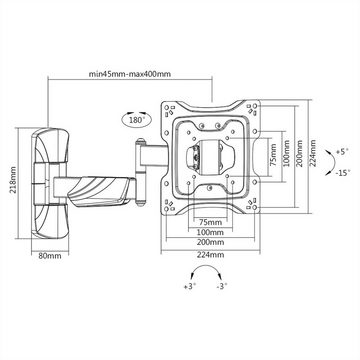VALUE LCD-/-TV Wandhalterung, 5 Gelenke TV-Wandhalterung, (bis 25 kg)