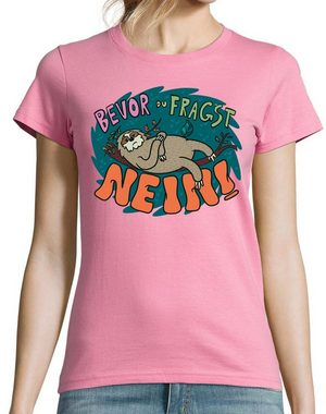 Youth Designz T-Shirt Bevor du fragst NEIN Faultier Damen T-Shirt mit lustigem Frontprint