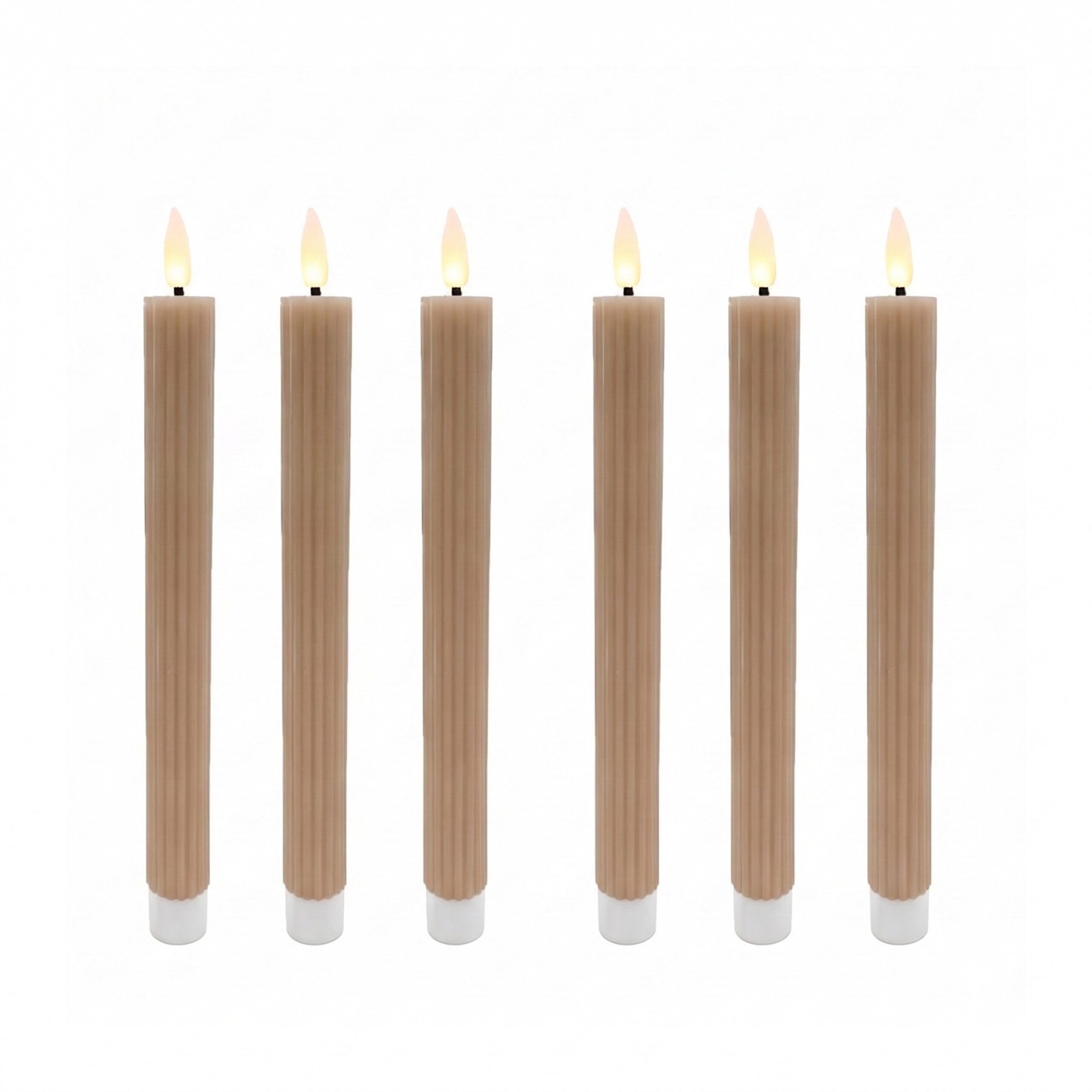 relaxdays LED-Kerze LED Stabkerzen 6er Set, Flammenlose LED-Kerze mit flackernder Flamme und warmweißem Licht, LED, warmweiß, Mocha Mousse