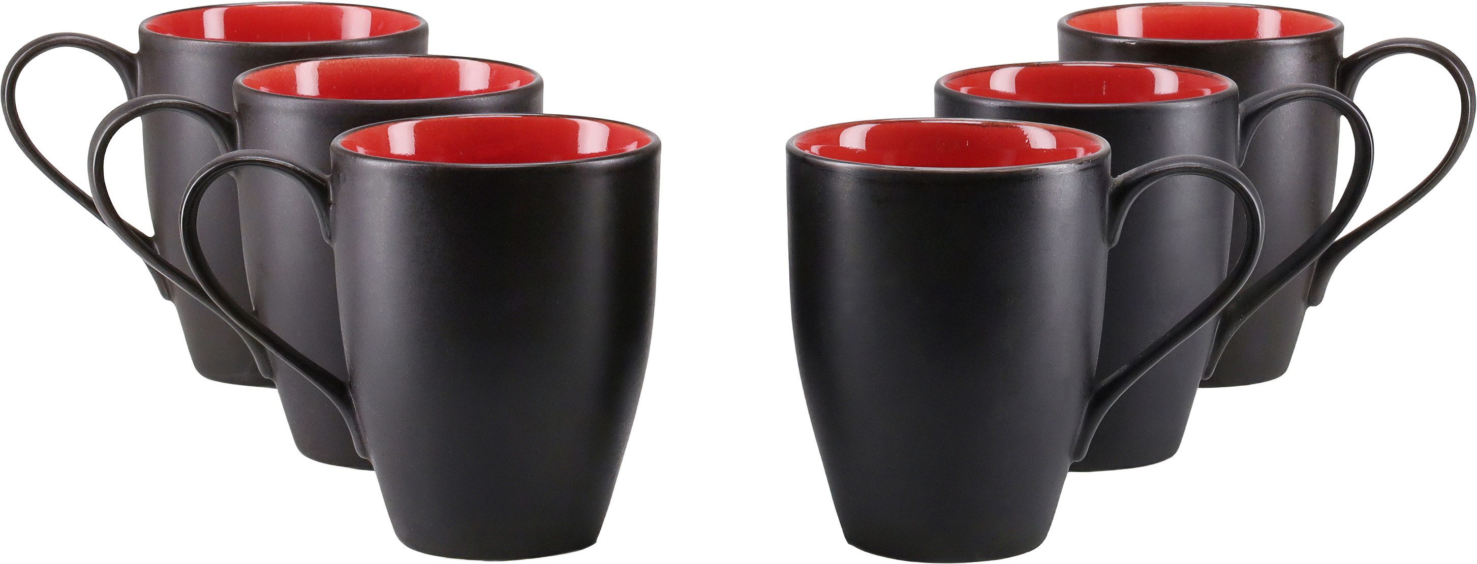 CreaTable Becher Hot, Kaffeebecher, 6-tlg., 6-tlg., Steinzeug, Moderne Coupeform, außergewöhnliches Design