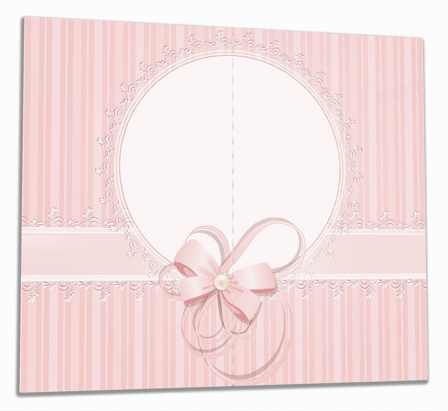 Wallario Herd-Abdeckplatte Geschenkkarte, Bänder, Spitzen und Schleifen in rosa, ESG-Sicherheitsglas, (Glasplatte, 2 tlg., inkl. 5mm Noppen), verschiedene Größen
