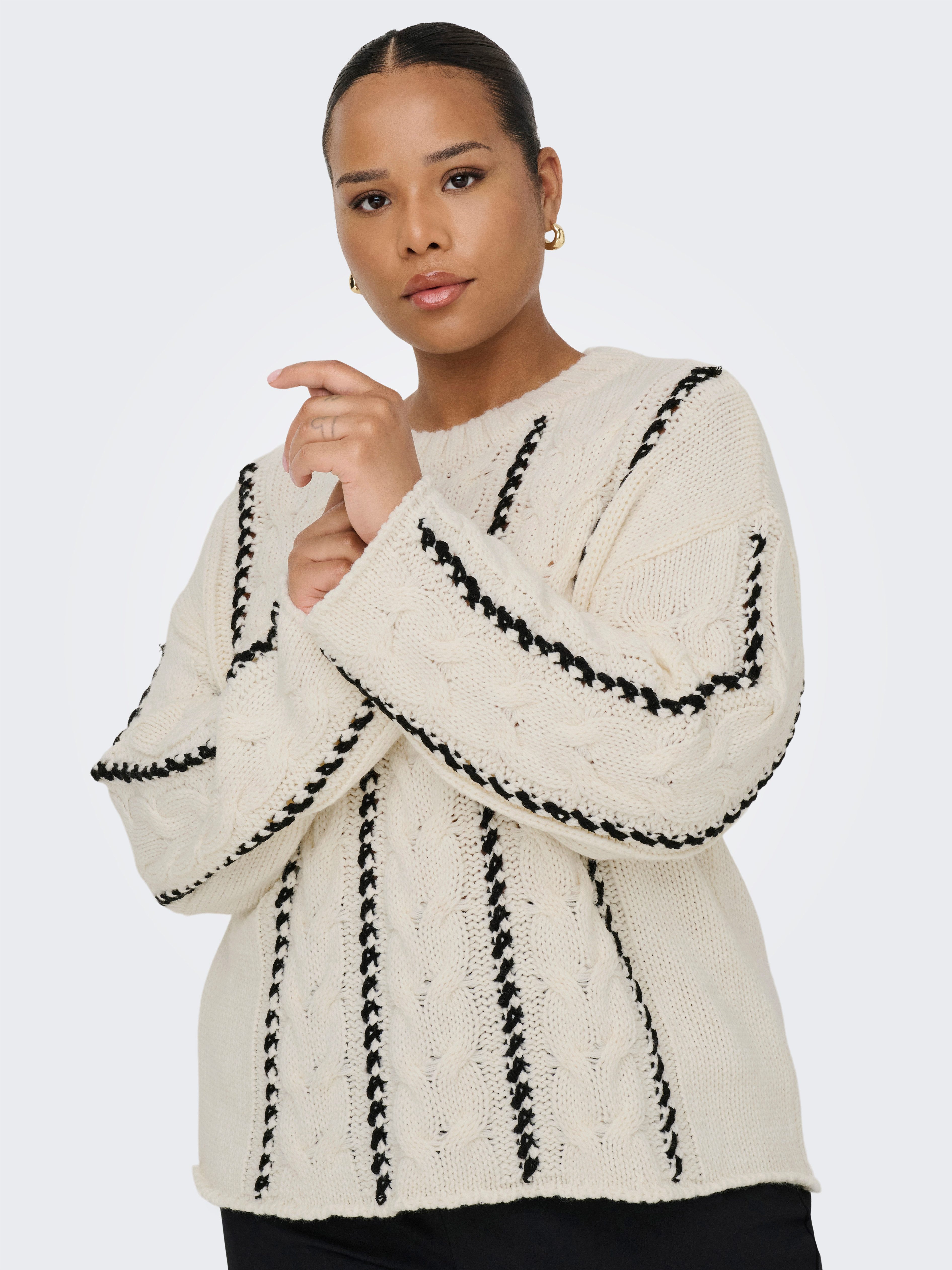 ONLY CARMAKOMA Rundhalspullover CARTESSA CABEL STITCH LS O-NECK KNT günstig online kaufen