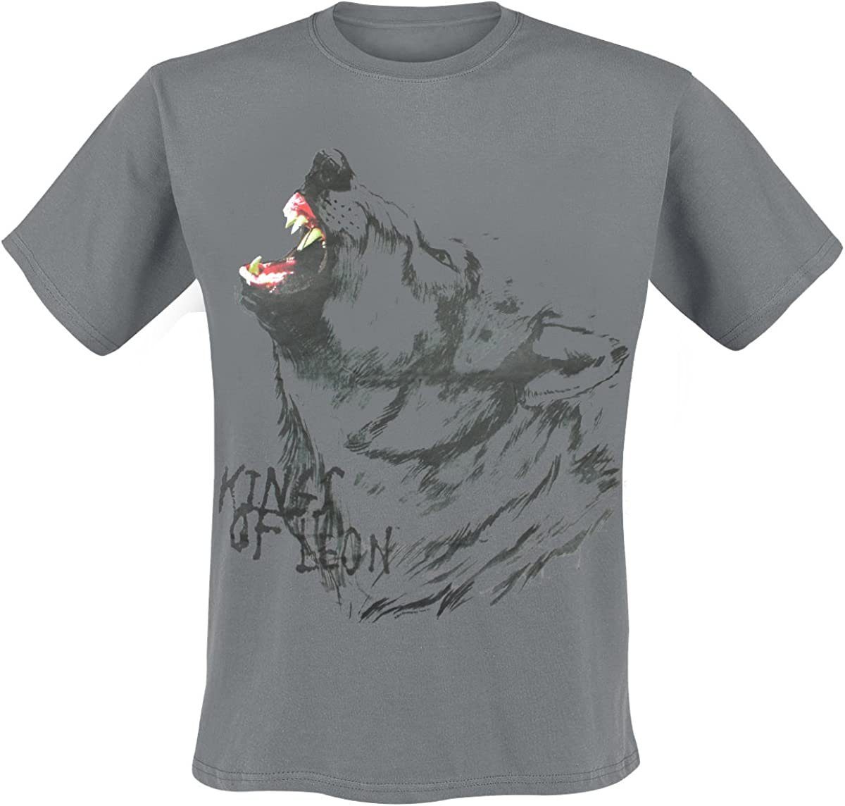 coole-fun-t-shirts Print-Shirt KINGS OF LEON T-Shirt Wolf Howl Grau Herren Größen S L XL