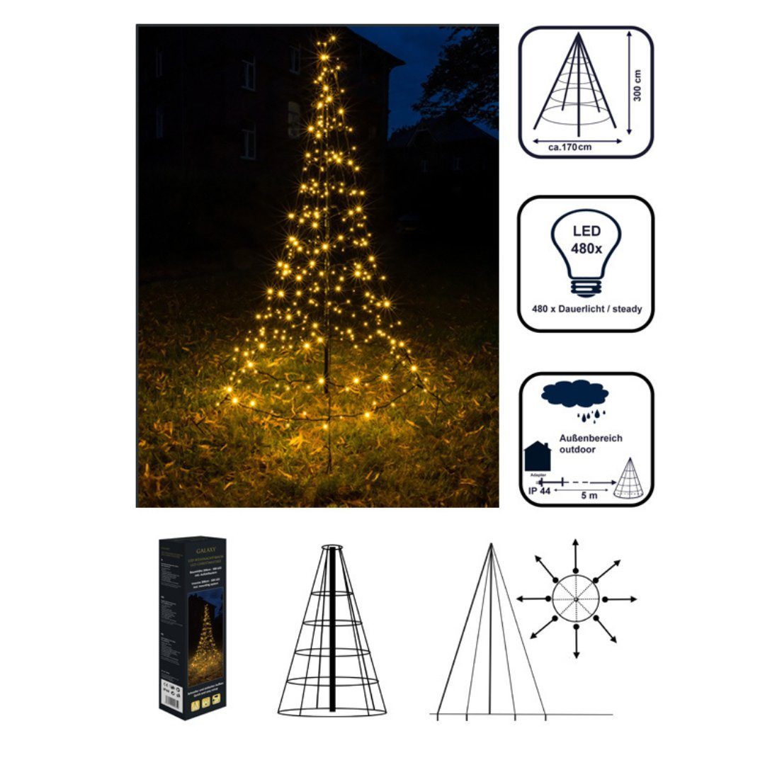 FHS Künstlicher Weihnachtsbaum Star-Max Galaxy LED-Tannenbaum 300 cm, Durchmesser ca. 170cm 35239T