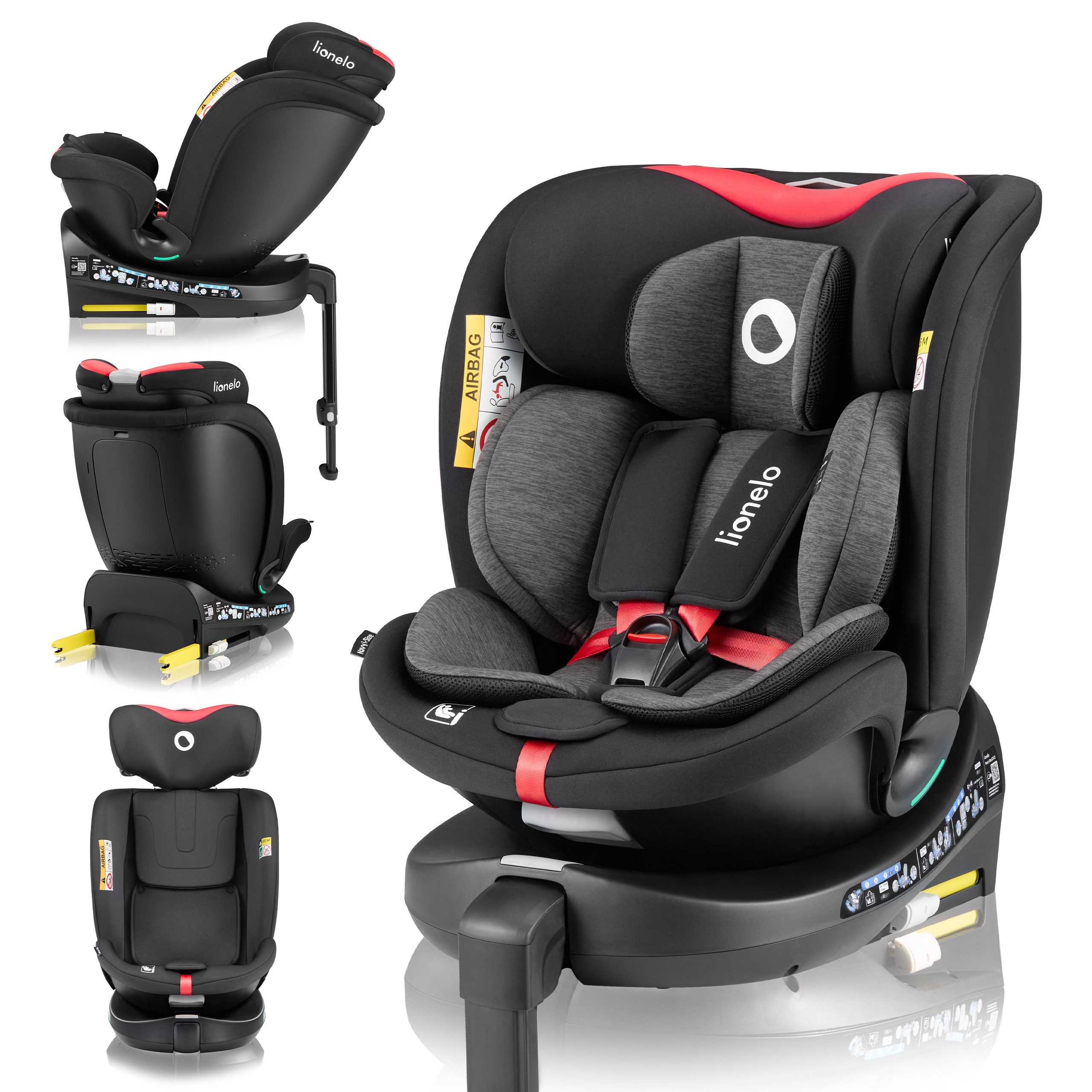 lionelo Autokindersitz NAVY I-SIZE, ab: ab Geburt, ab: 40 cm, bis: 150 cm, (Set), 360° drehbar/Rückwärts bis 105 cm/Dri-Seat-Belüftung