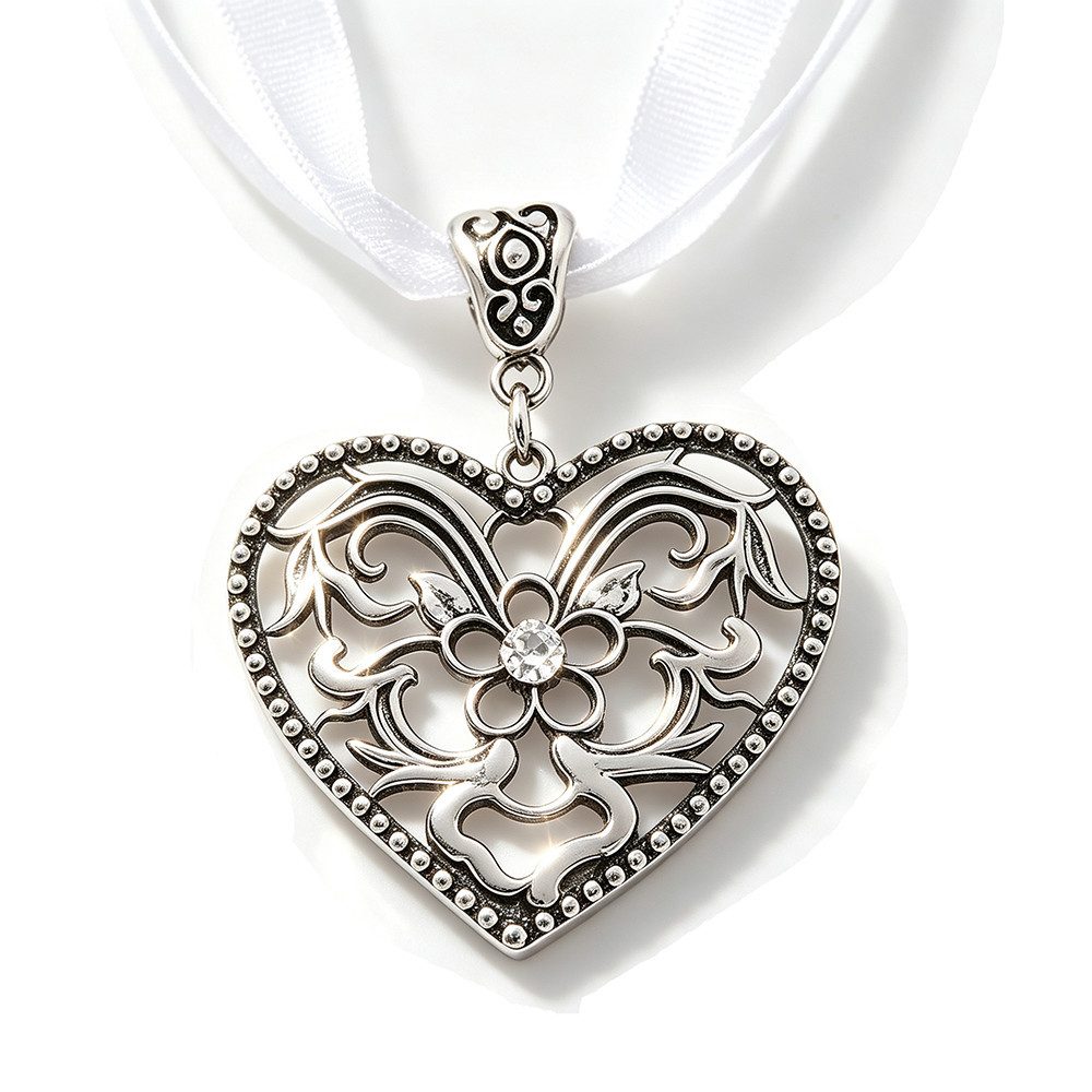 nsihing Schmuckset Trachtenschmuck,bayerischer Dirndl-Schmuck,Bierfest Herz-Halskette (1-tlg), Bayerische Trachtenkette mit Strass-Herzanhänger und für Damen