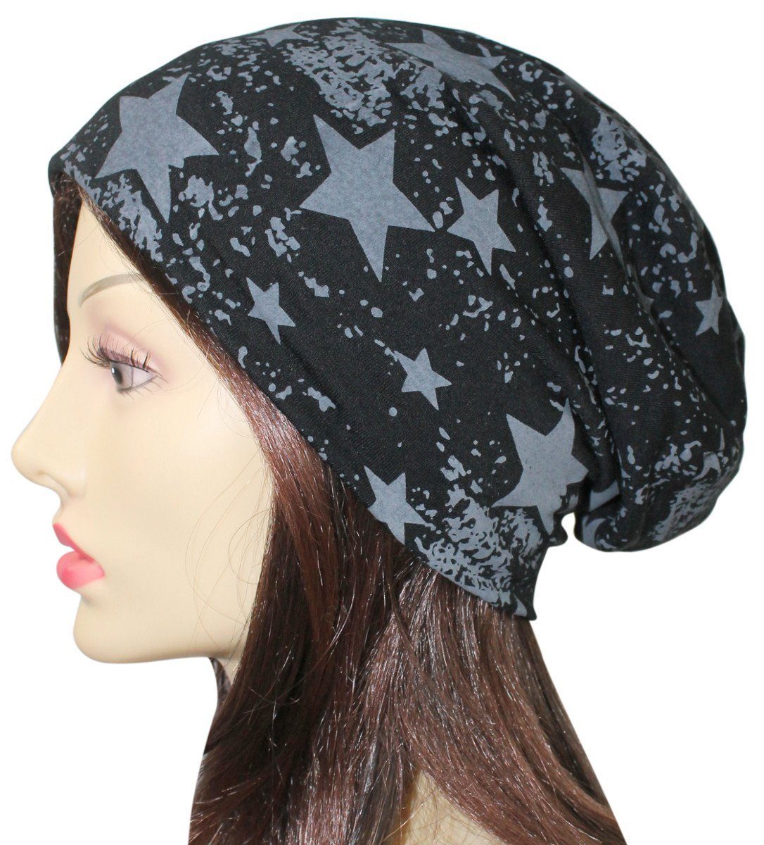 dy_mode Beanie Unisex Beanie Mütze mit Stern Muster in Destroyed Look