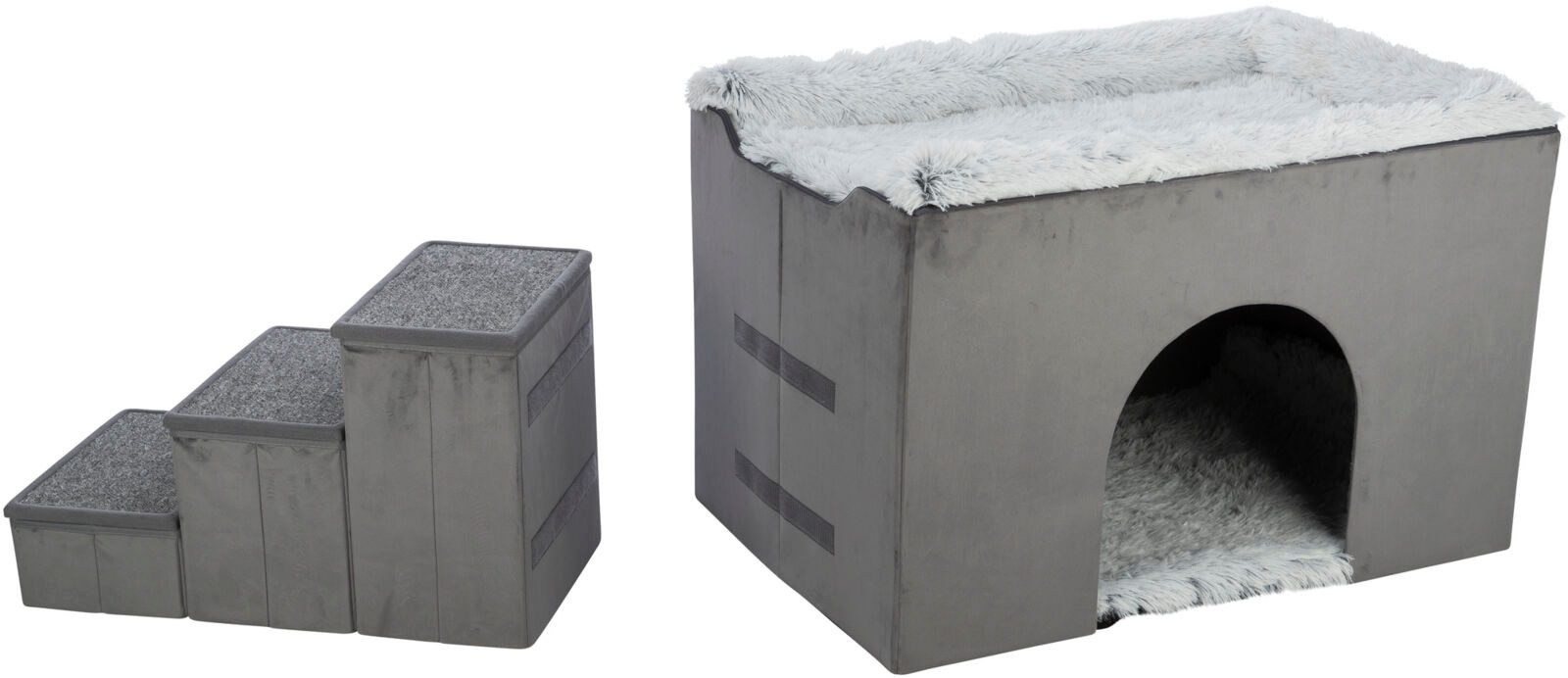 TRIXIE Tierhöhle Höhle Harvey mit Treppe - grau/weiß-schwarz - 154 × 60 × 60 cm