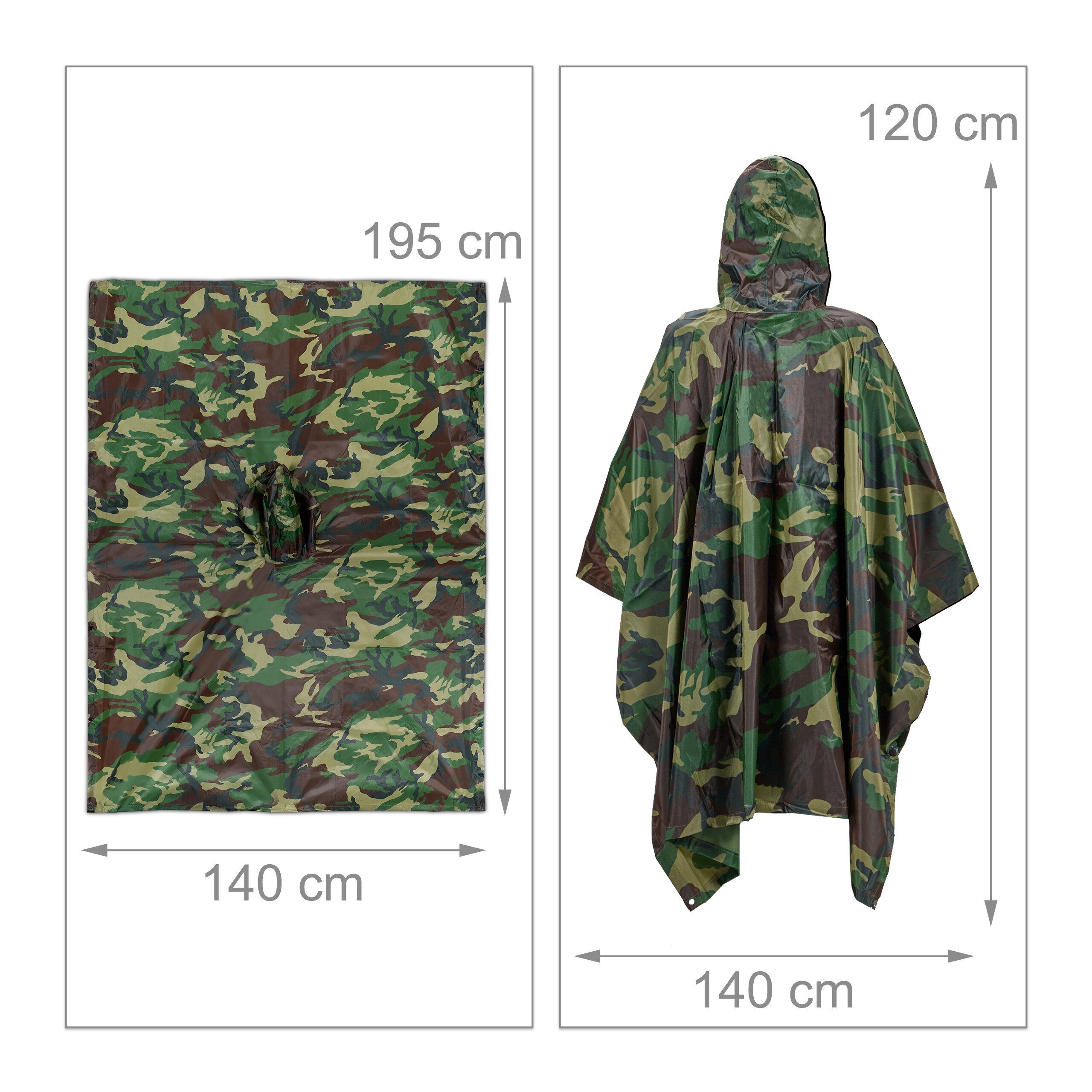 relaxdays Regenponcho Mehrzweck 3 in 1 Tar