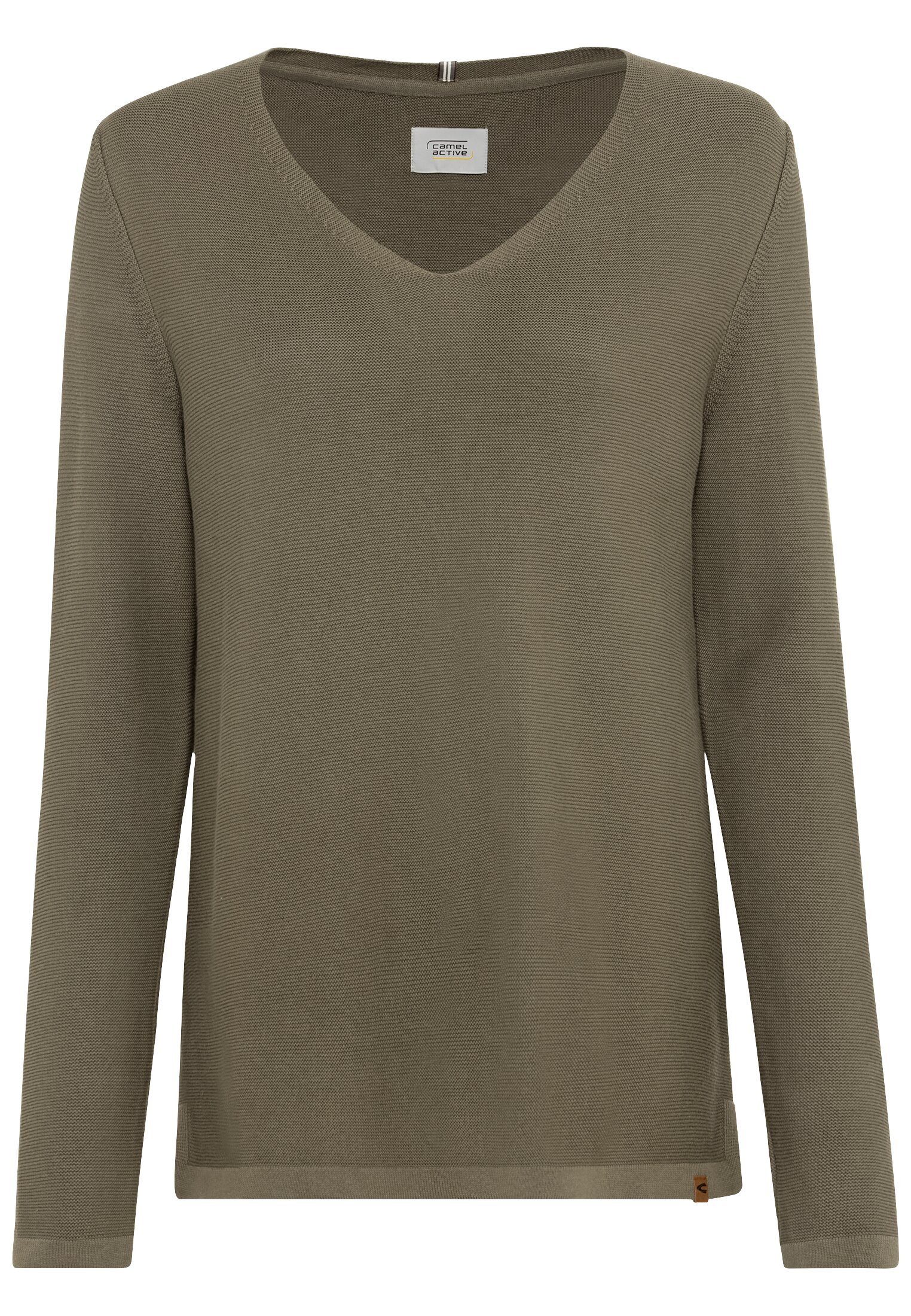 camel active Strickpullover Feinstrickpullover mit V-Ausschnitt günstig online kaufen