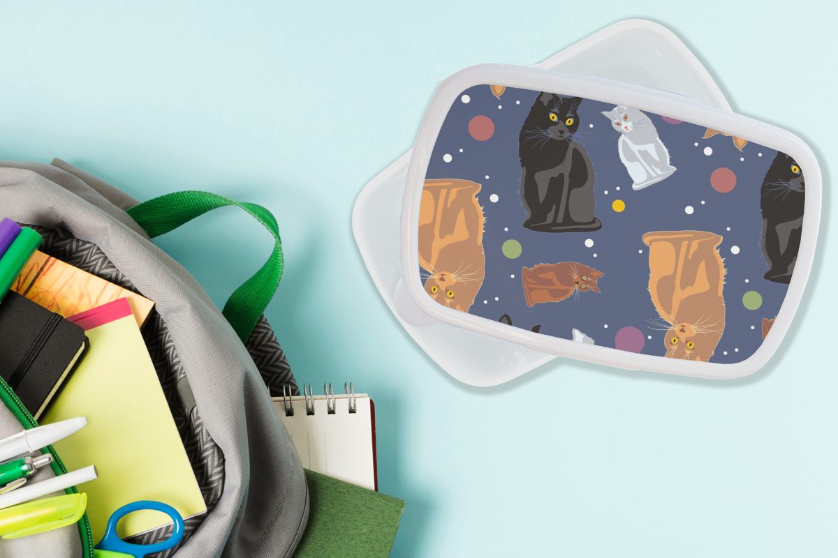 Mädchen Katze Lunchbox und Jungen Brotdose, Kinder und Kinder - - (2-tlg), Mädchen Weltraum - weiß Jungs - Brotbox - Kinder, - Muster für Erwachsene, für Kunststoff, MuchoWow