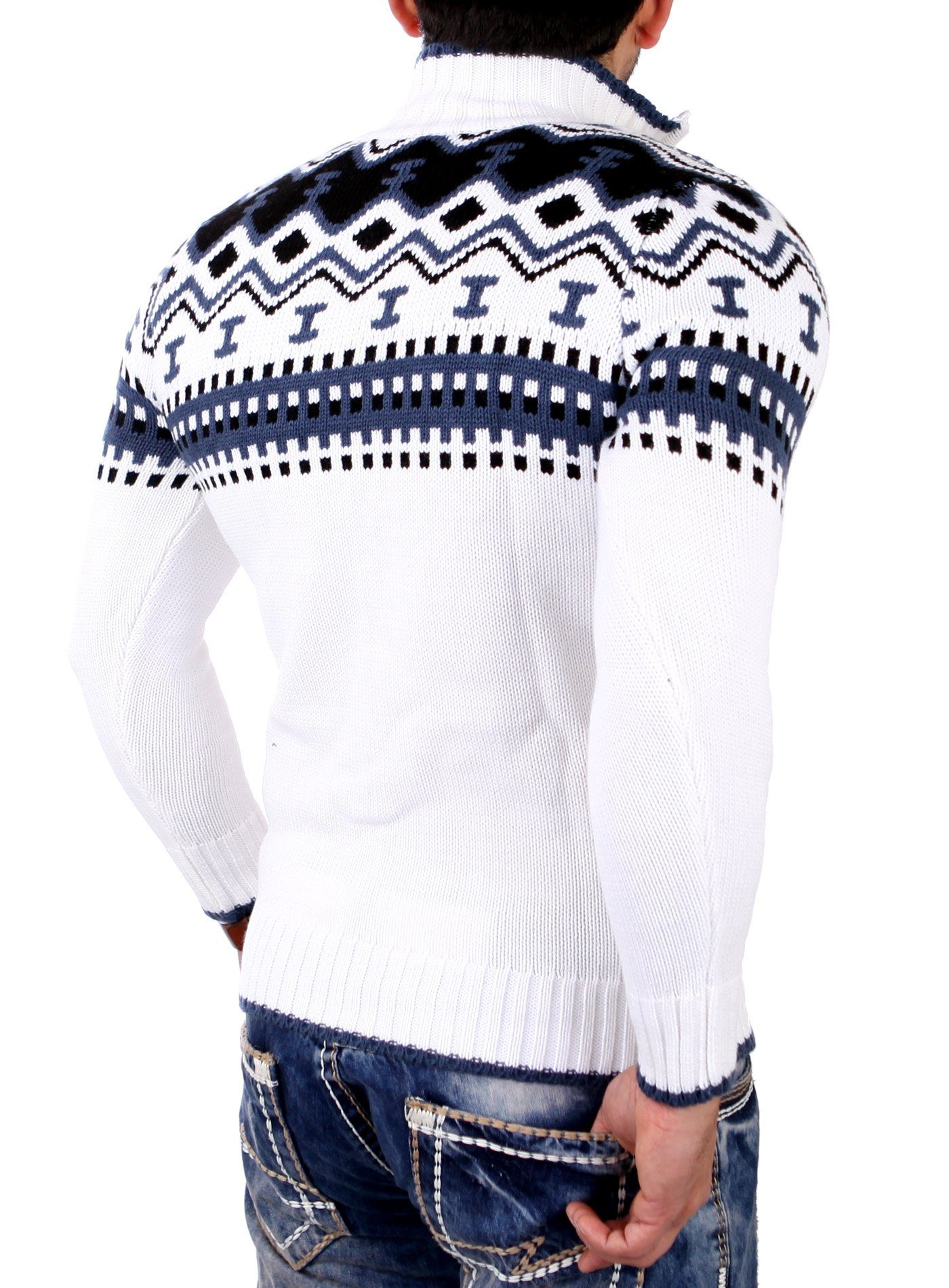 Reslad Strickpullover Reslad Herren Strickpullover Crewneck Zipper Norweger günstig online kaufen