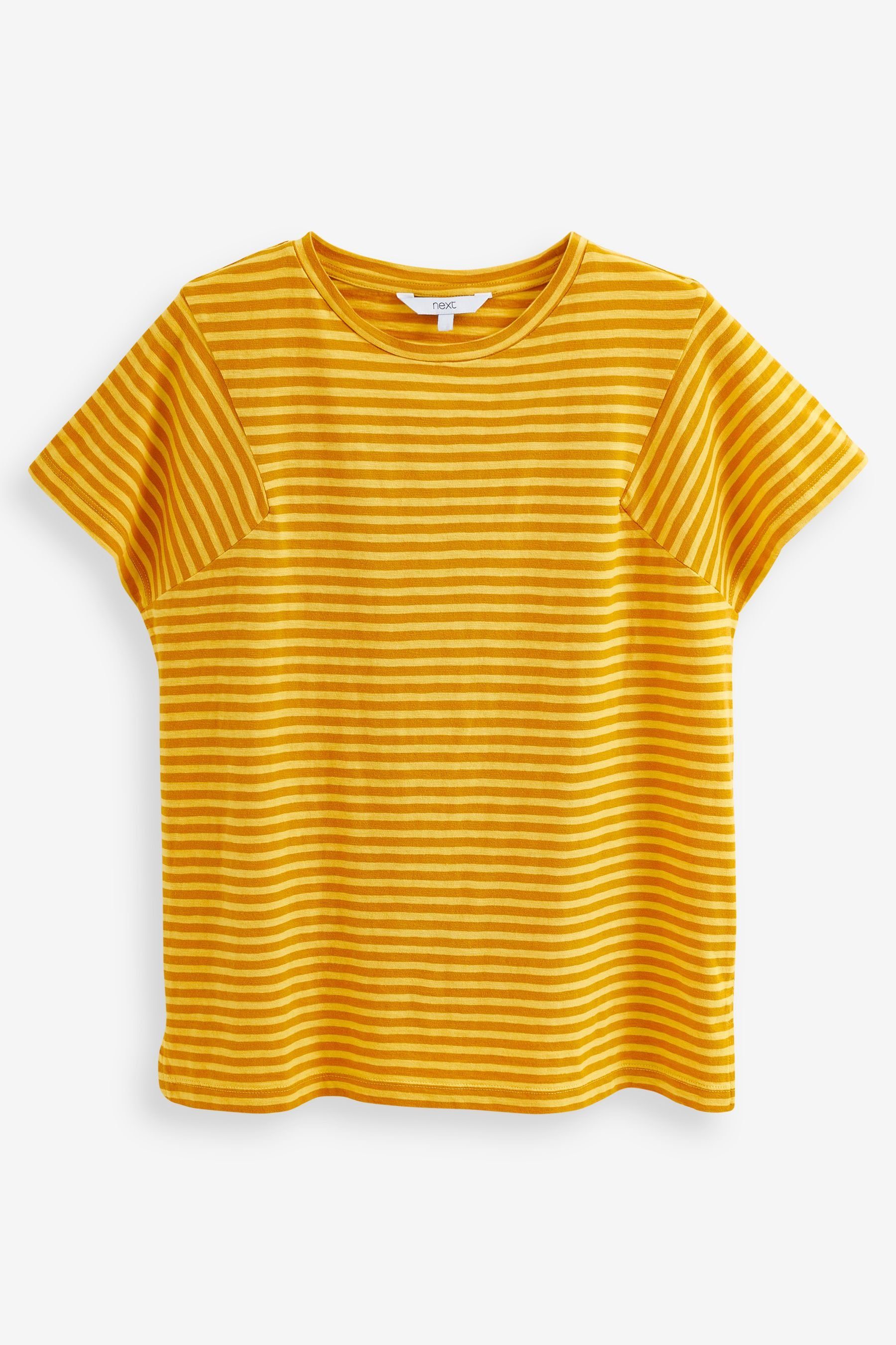 Next T-Shirt Gestreiftes T-Shirt mit Ochre Rundhalsausschnitt Yellow (1-tlg)