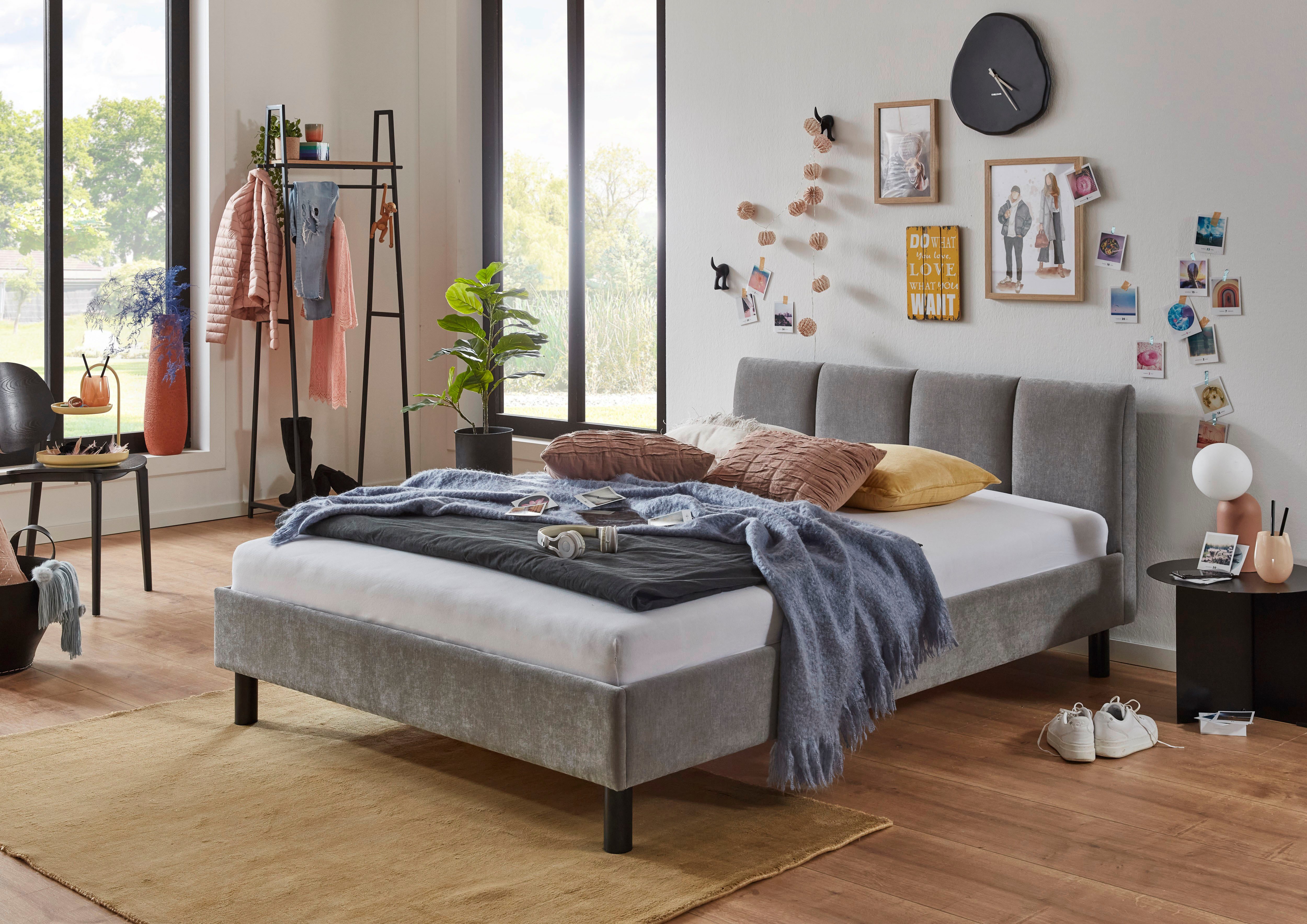 meise.möbel Polsterbett Joker, in verschiedenen Breiten und Farben erhältlich, wahlweise mit schwarzem oder eichefarbigem Holzfuß