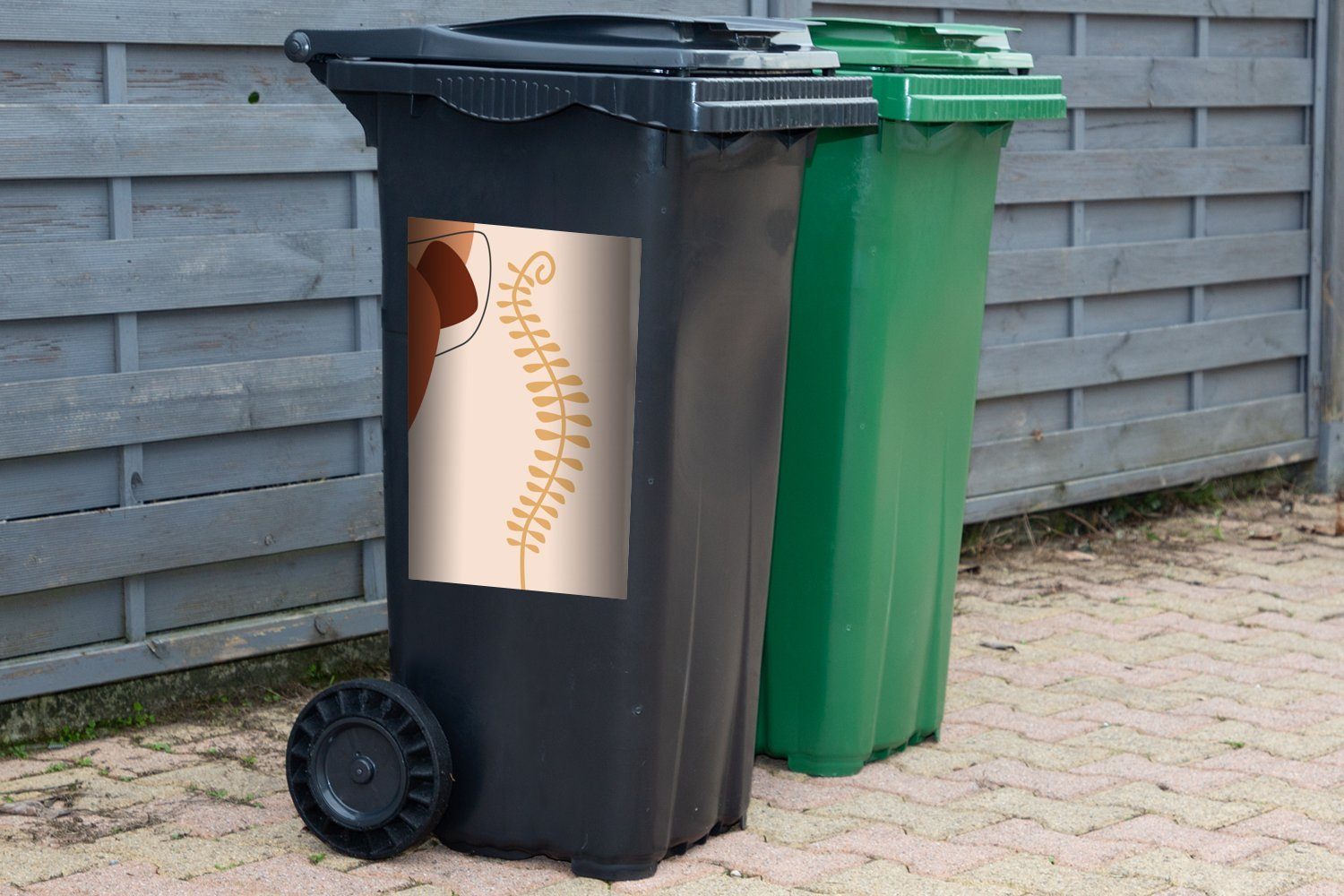 St), Mülleimer-aufkleber, MuchoWow (1 Abfalbehälter - Sommer Container, Pastell Mülltonne, - Sticker, Pflanze Wandsticker