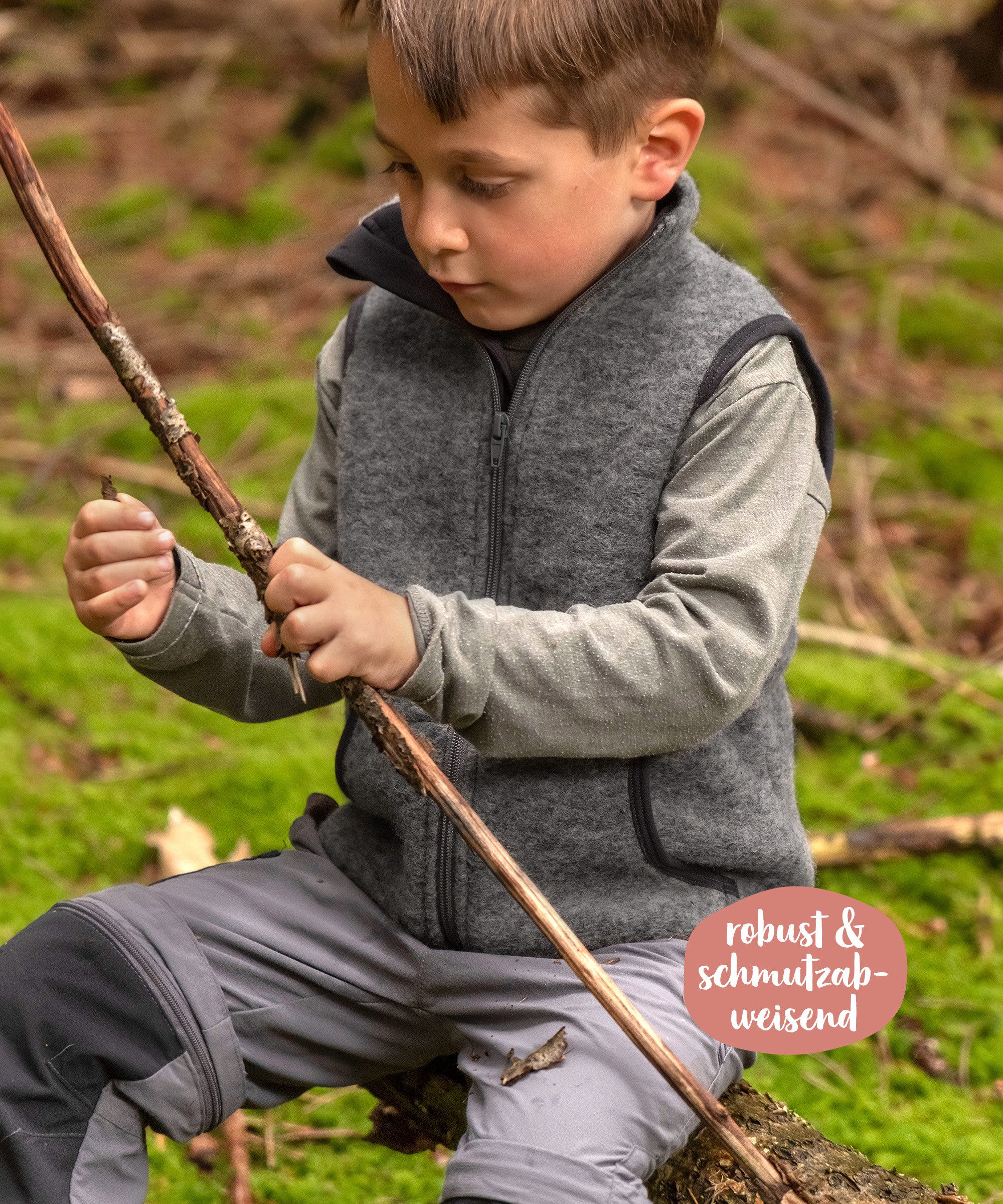 Ehrenkind Funktionsweste Walkweste für Kinder aus Bio-Schurwolle, Kinderweste (Weste für Jungen & Mädchen) Weste für Kinder aus 100% Schurwolle