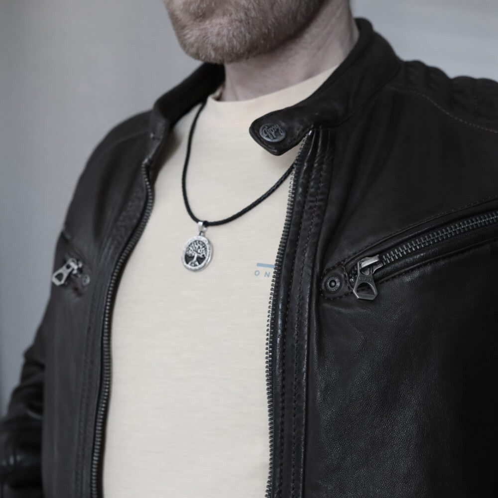 DALMARO Kette mit Anhänger Lederkette Edelstahlkette günstig online kaufen