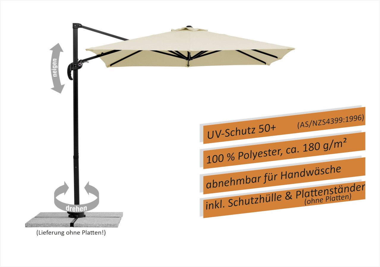 Schneider Schirme Ampelschirm Schneider Sonnenschirm Rhodos Junior natur 230 x