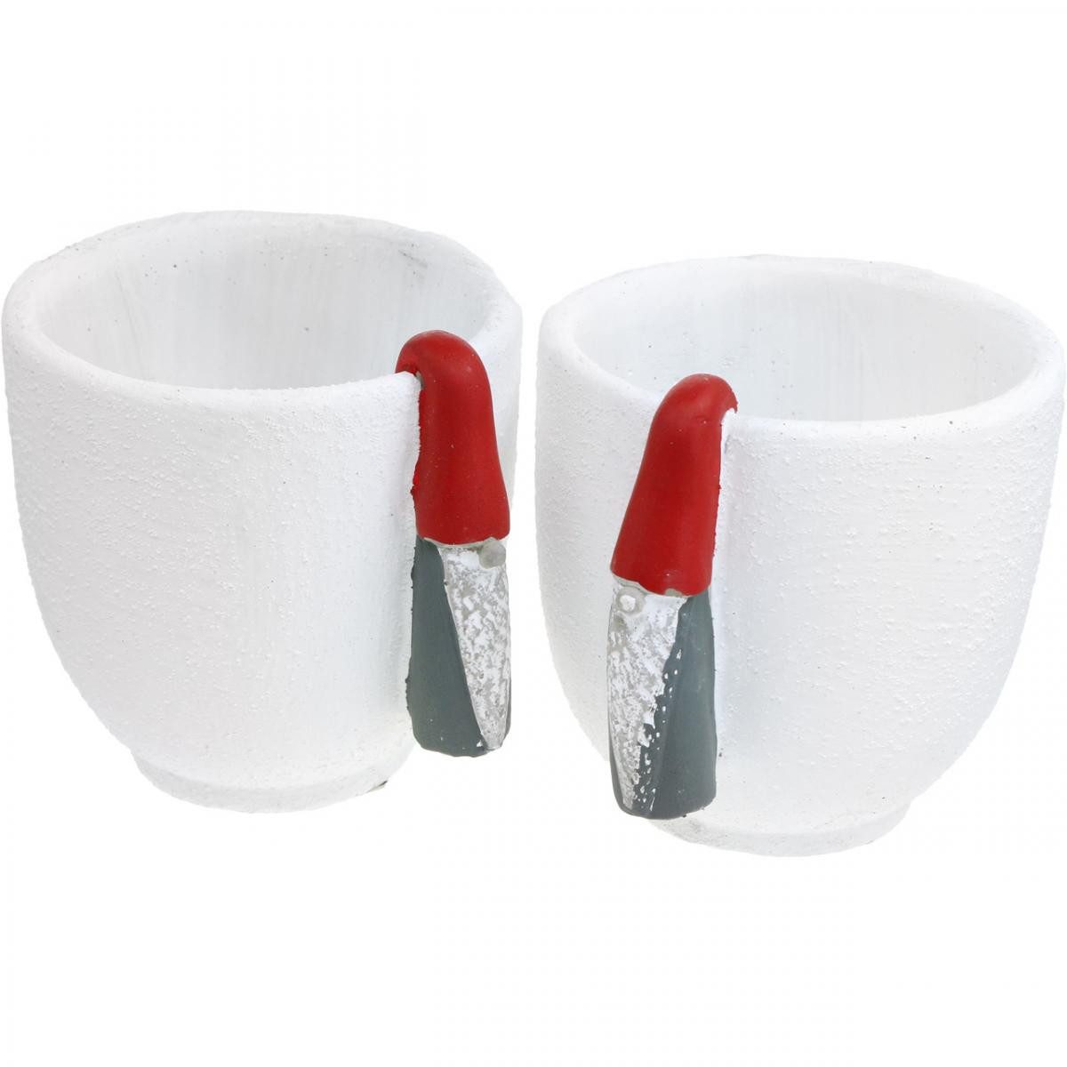 Viana Übertopf Weihnachtsdeko Beton Übertopf mit Wichtel, Adventsdeko, Ø8cm, 2 Stück