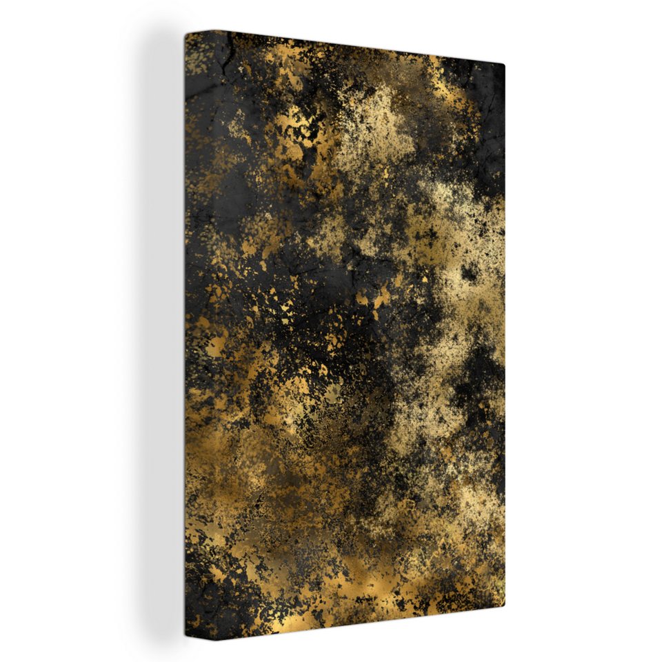 OneMillionCanvasses® Leinwandbild Gold - Schwarz - Abstrakt, (1 St),  Leinwandbild fertig bespannt inkl. Zackenaufhänger, Gemälde, 20x30 cm