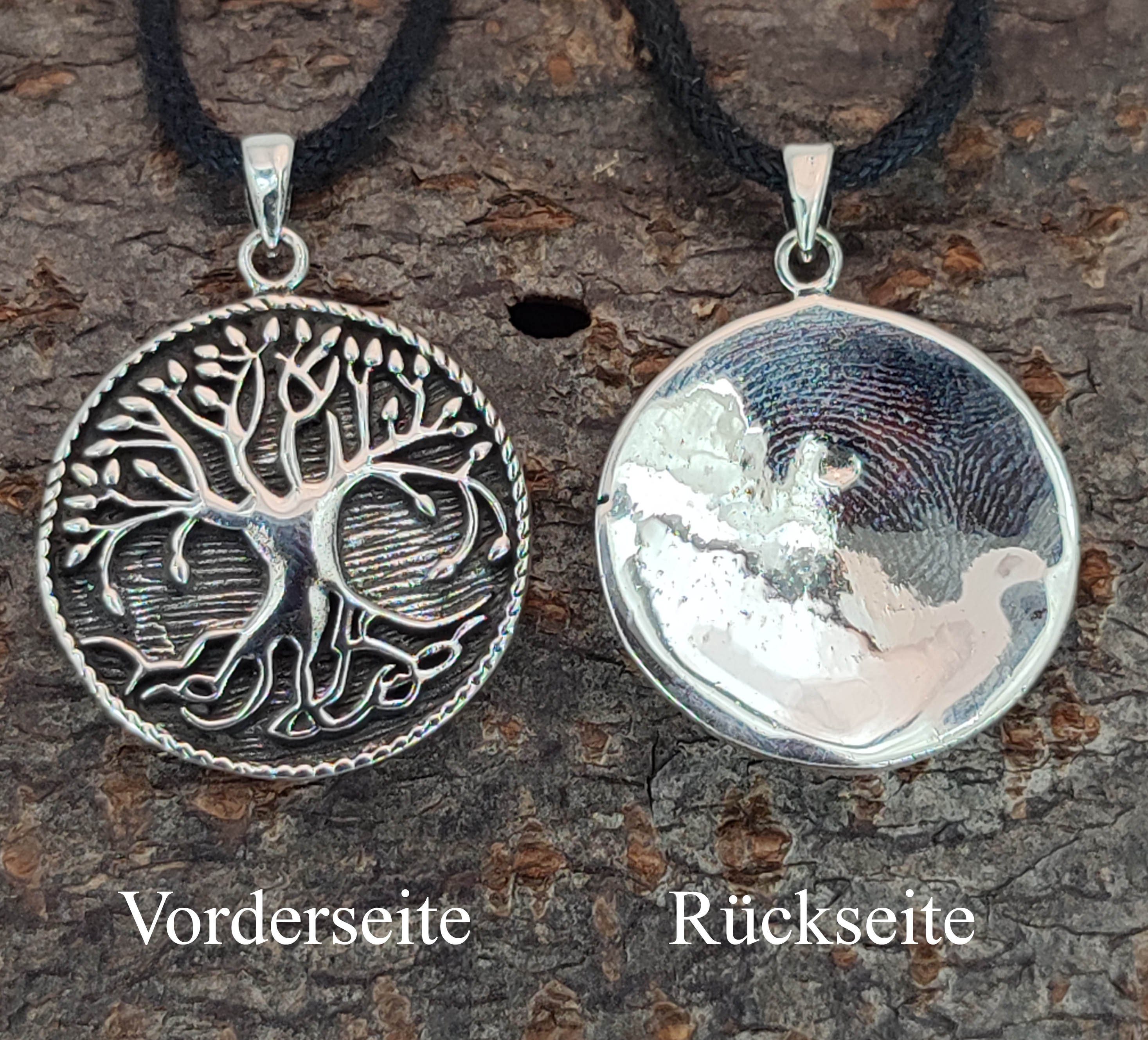 of Kiss Anhänger Yggdrasil Weltenbaum Lebensbaum 925 Leather Baum Silber Kettenanhänger